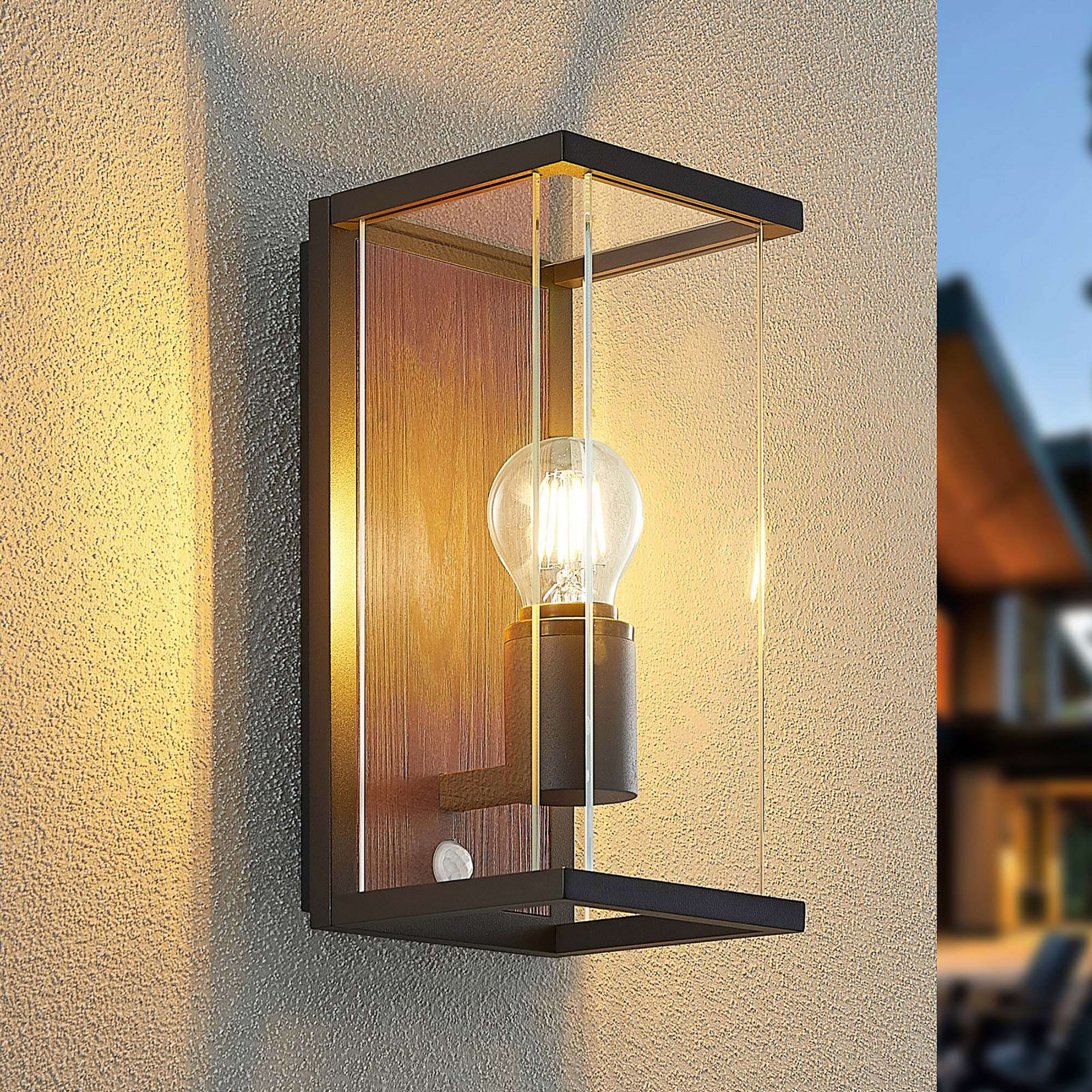 Lucande Elwin φωτιστικό τοίχου, μονόφωτο, αισθητήρας