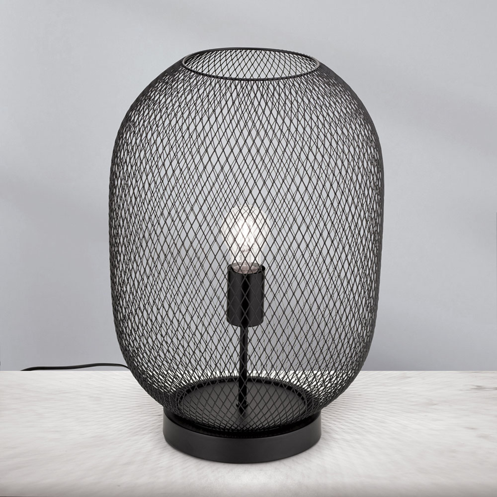 Georgina table lamp with a cage lampshade