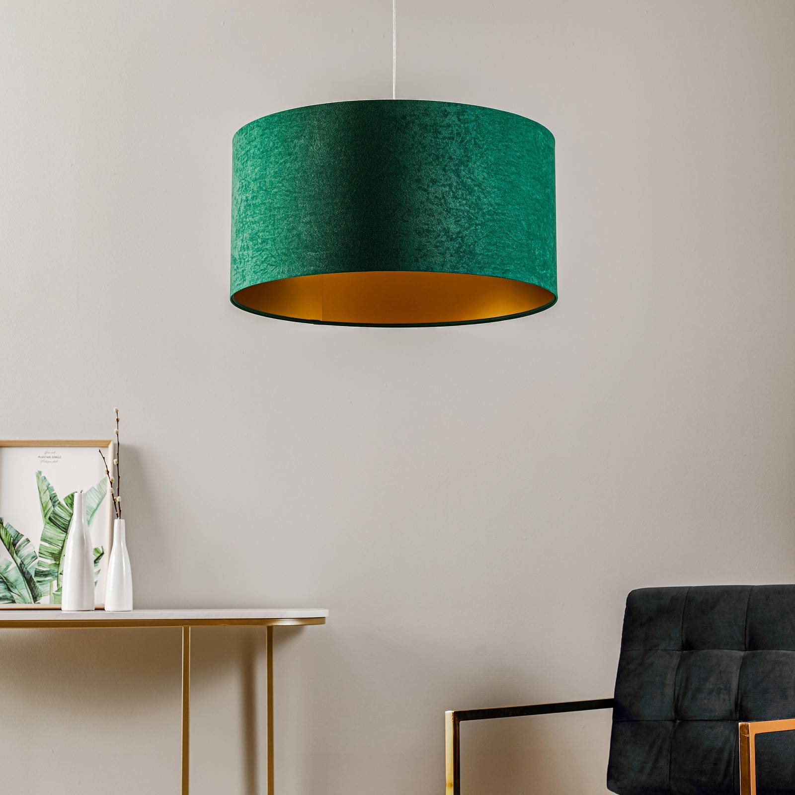 Lampa wisząca Salina, zielono-złota, Ø 60 cm