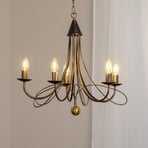 Kronleuchter Milvia, fünfflammig, bronzefarben, Metall