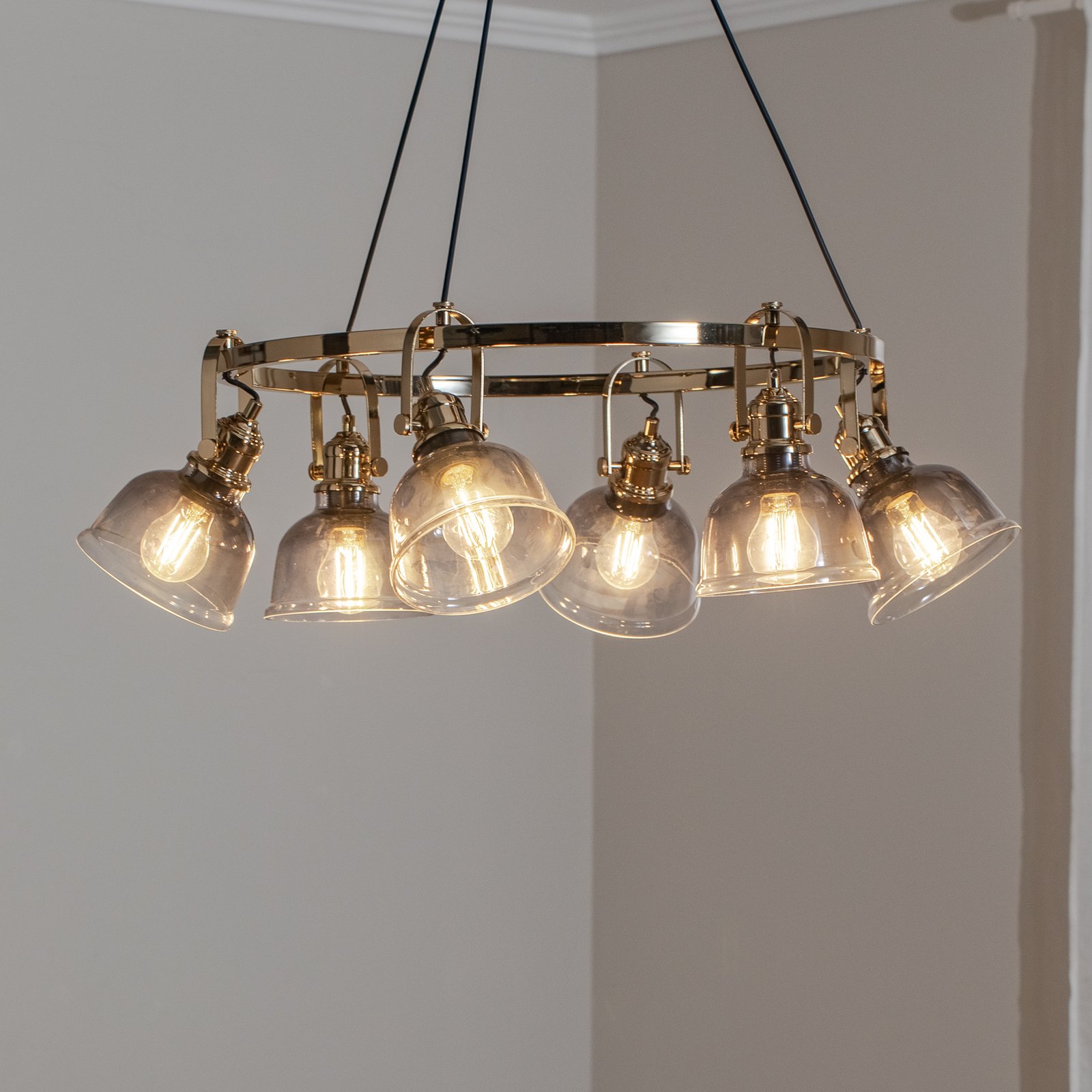 Kroonluchter Mago, goud, 6-lamps