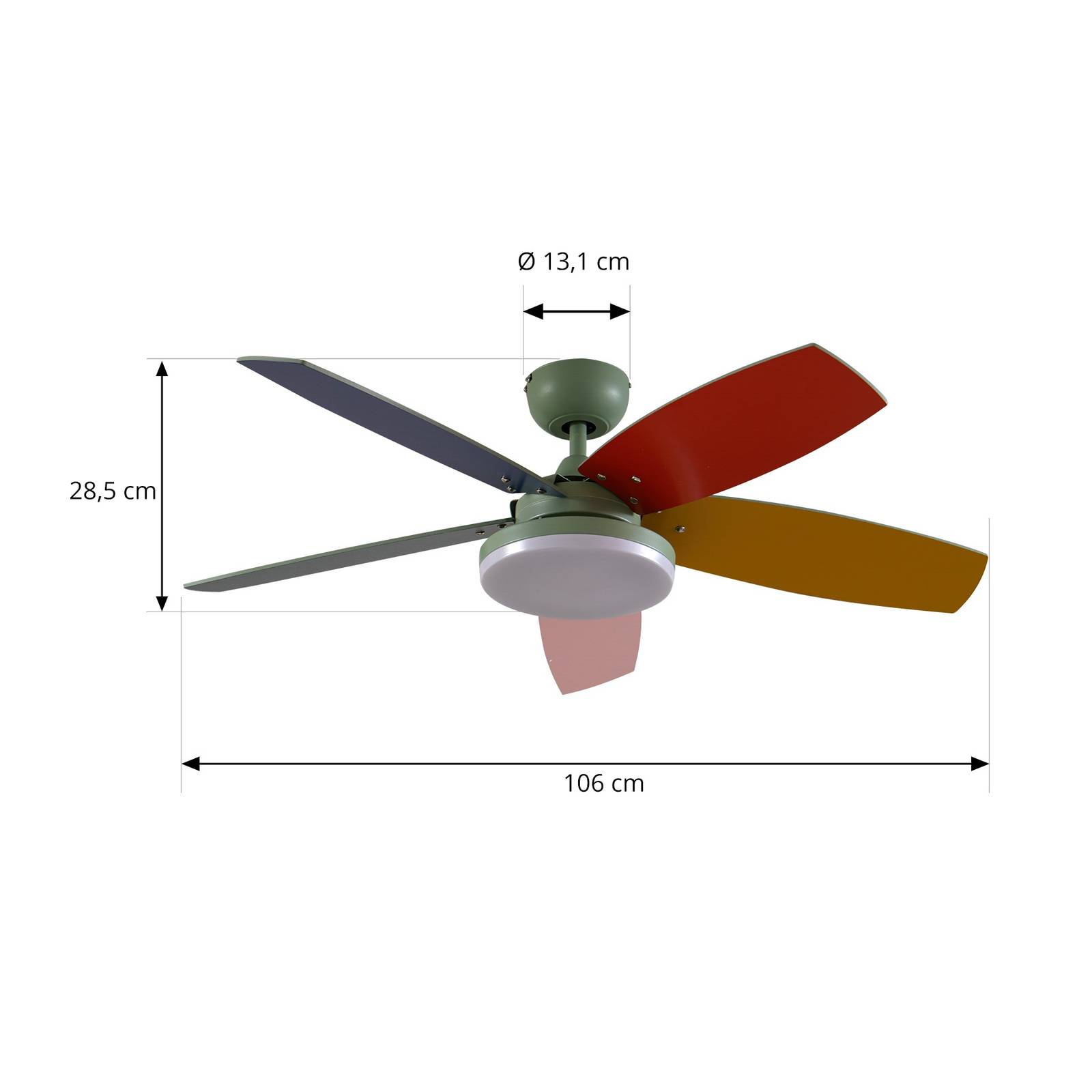 Wentylator sufitowy LED Jonte, drewno, DC, cichy, Ø 106 cm