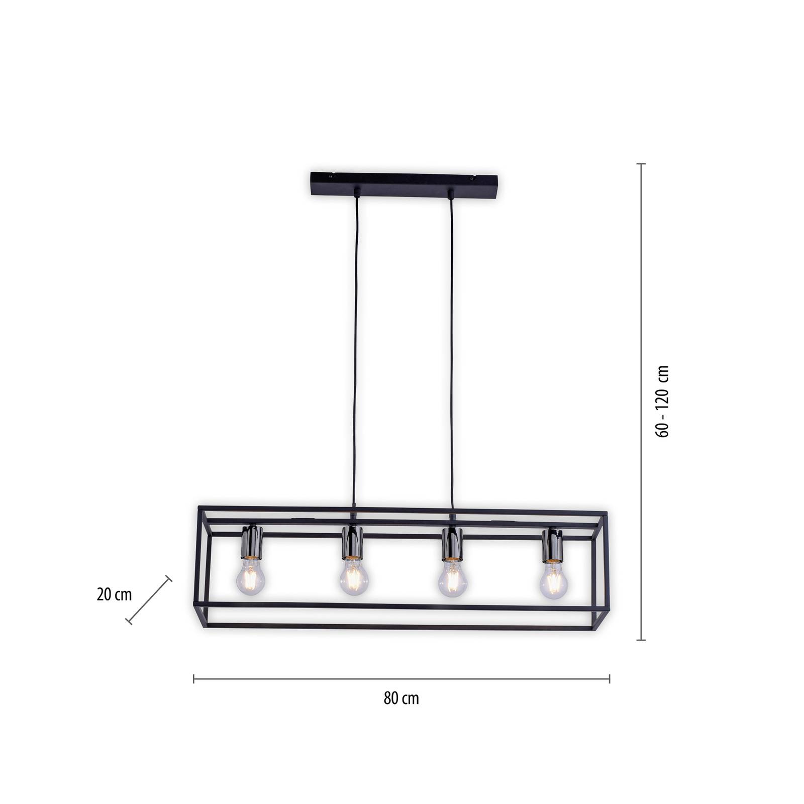 Lampa żyrandol Fabio cage design 4-punktowa czarny/chrom