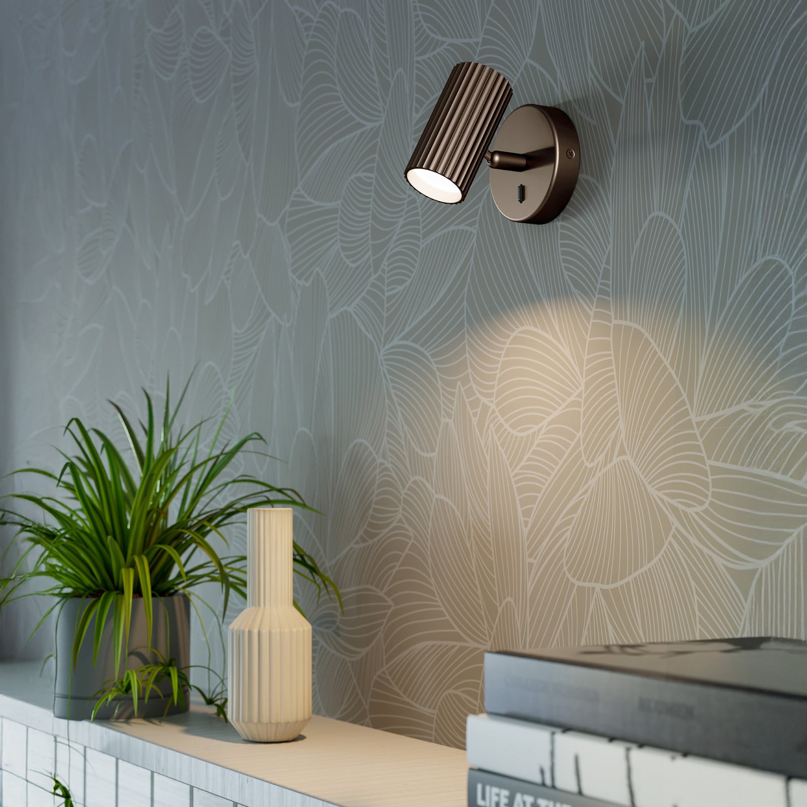 Wandstrahler Portillo, bronze, Höhe 11 cm, Metall, GU10