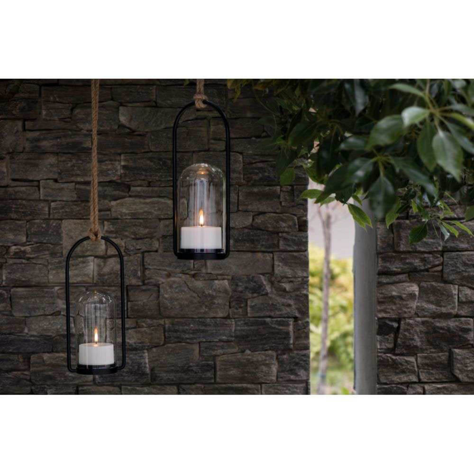 Outdoor Lantern Set w/Glass Dome, Handle, Candle 84005, Remote - Uyuni Lighting