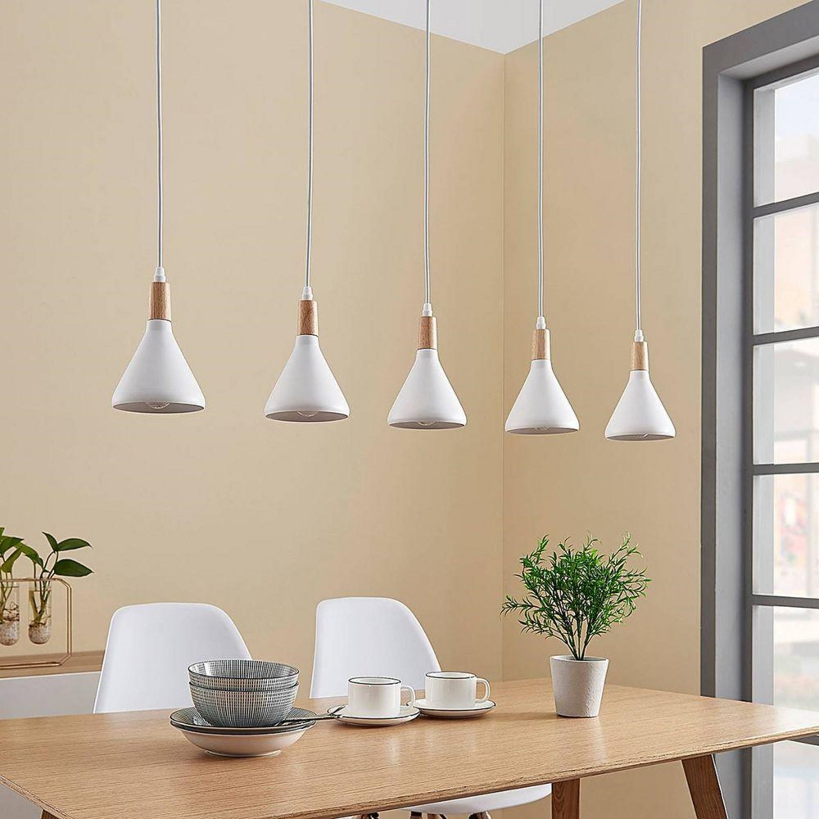 Arina Lustră Pendul White/Wood - Lindby