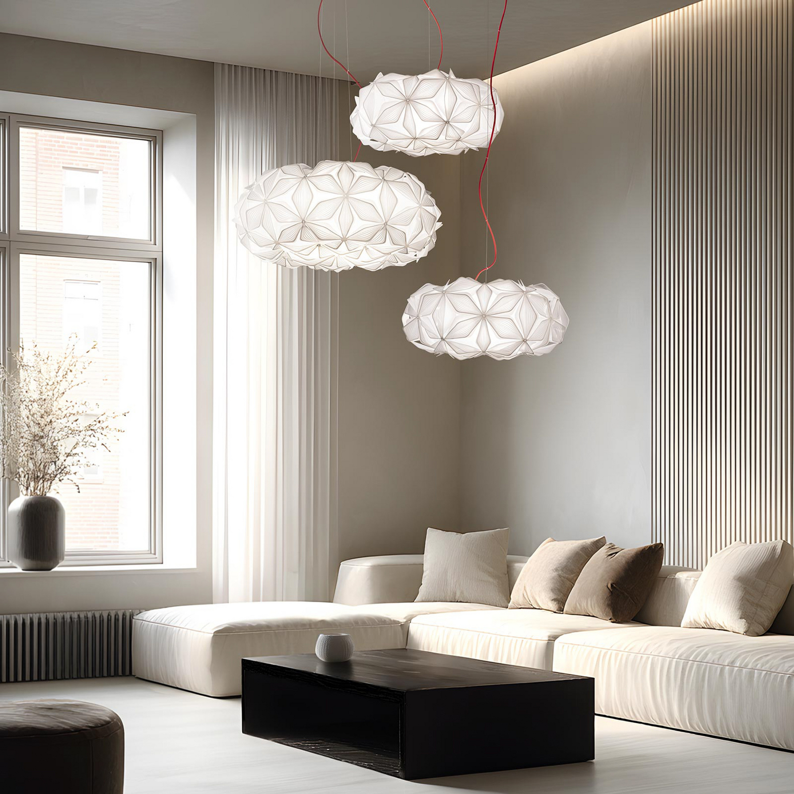 C'EST LA VIE Pendelleuchte, weiß/Kabel klar, Ø 53 cm - Slamp