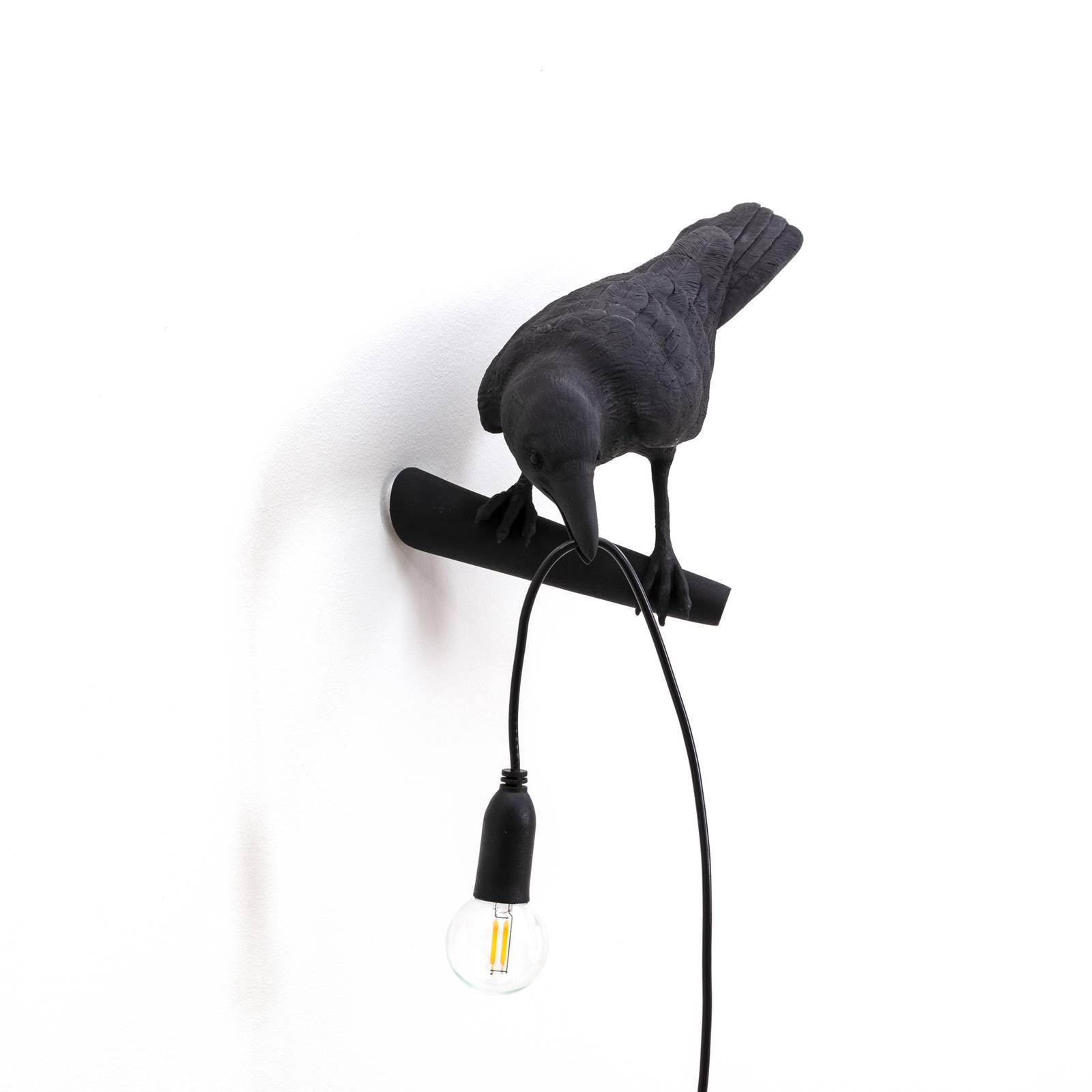 Kinkiet LED Bird Lamp, zwrócony w lewo, czarny