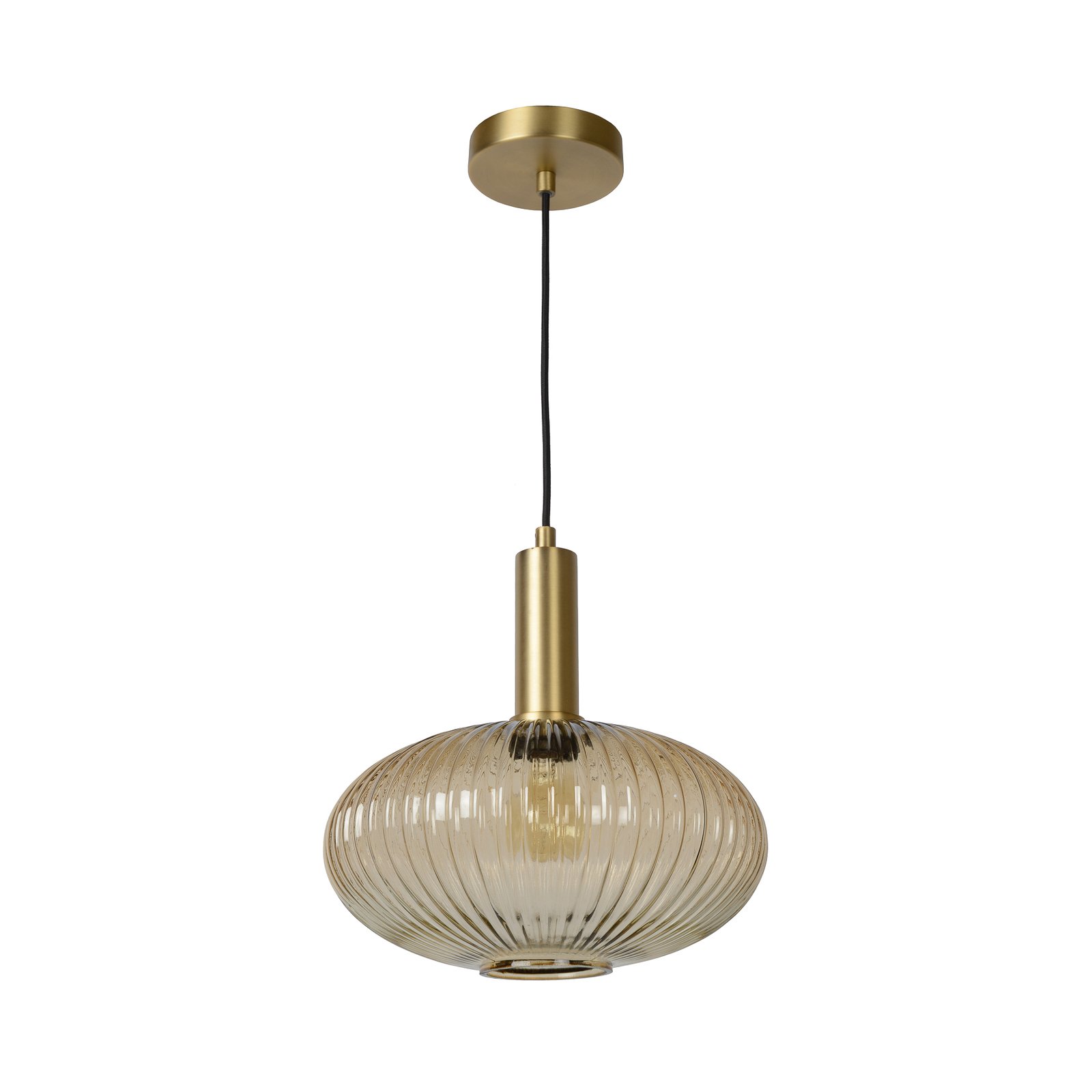 Glazen hanglamp Maloto, Ø 30 cm, amber