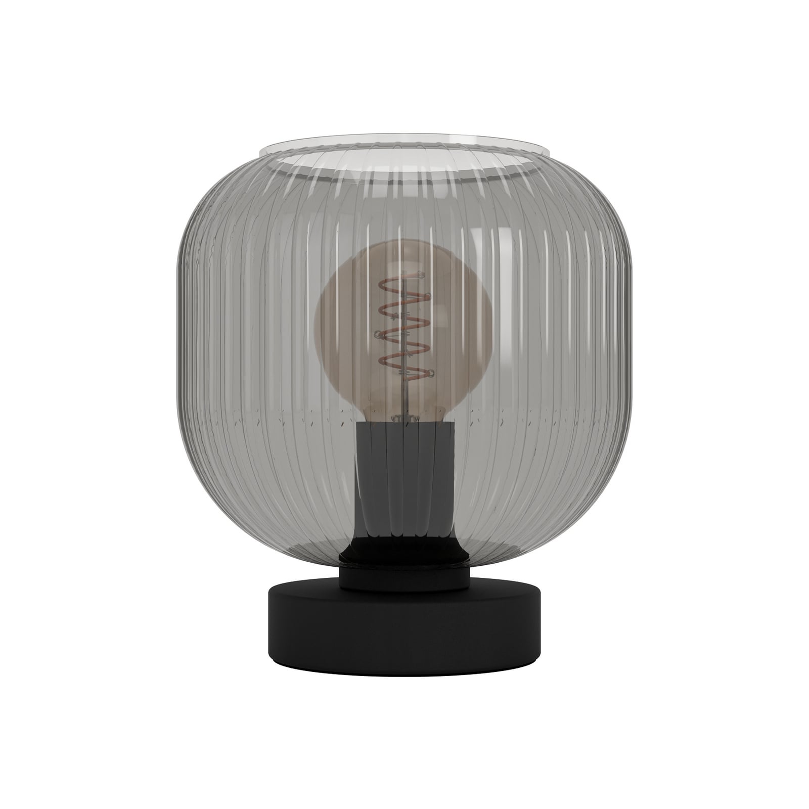 Stolová lampa Dasmina, dymovo šedá/čierna, sklo, oceľ, E27