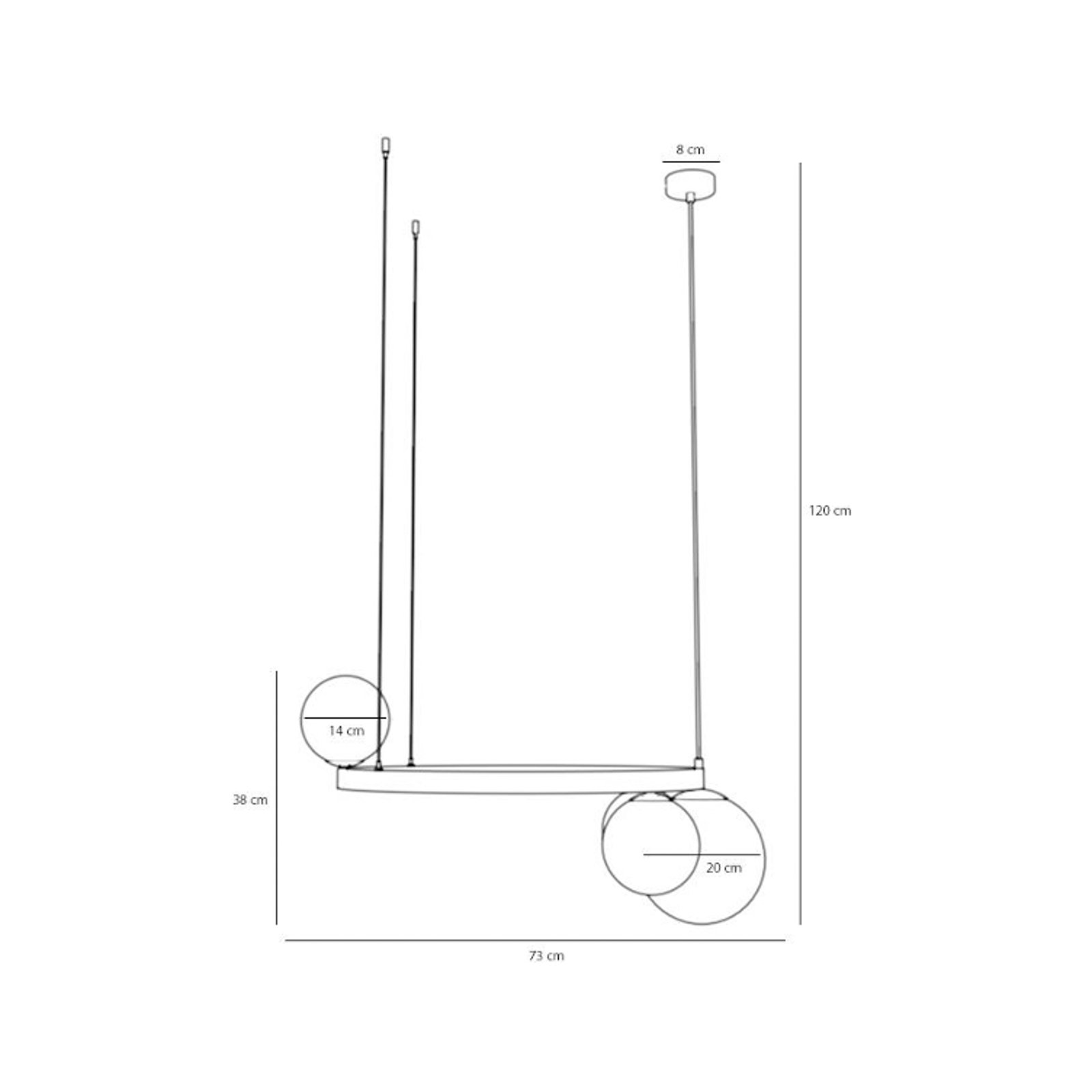 Suspension Garda 4, poutre, métal, verre, noir, 4 lampes