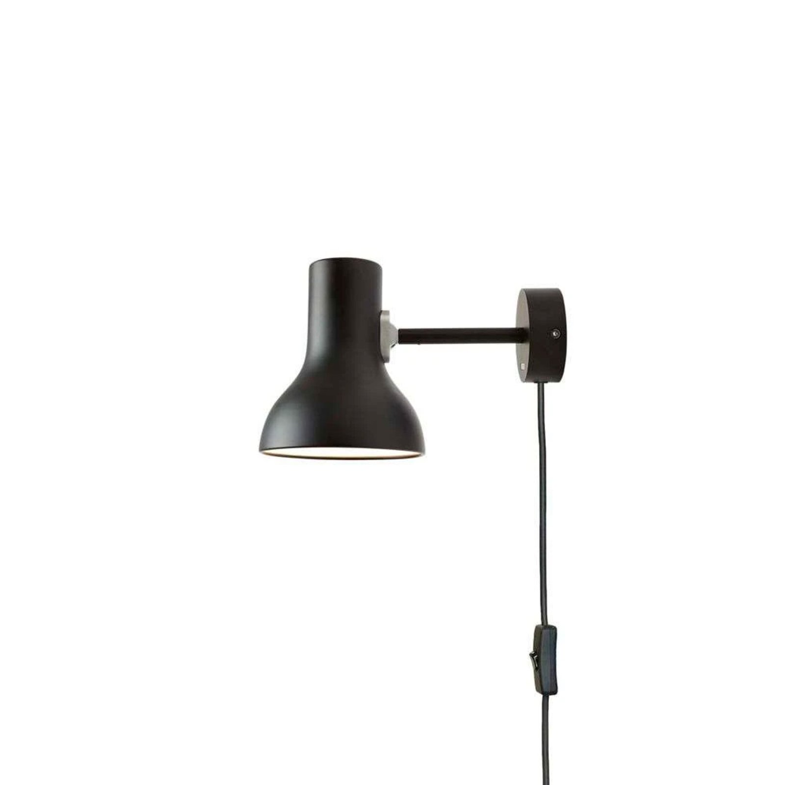 Type 75 Mini Aplique de Pared w/Cable Jet Negro - Anglepoise