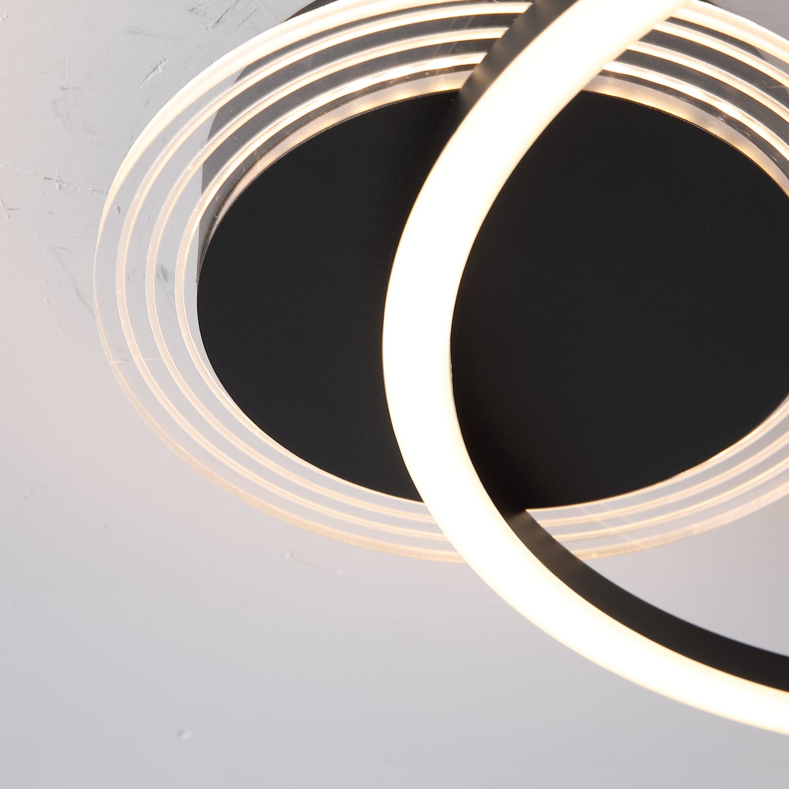 Plafonnier LED Contour noir mat, longueur 40 cm, fer/acrylique