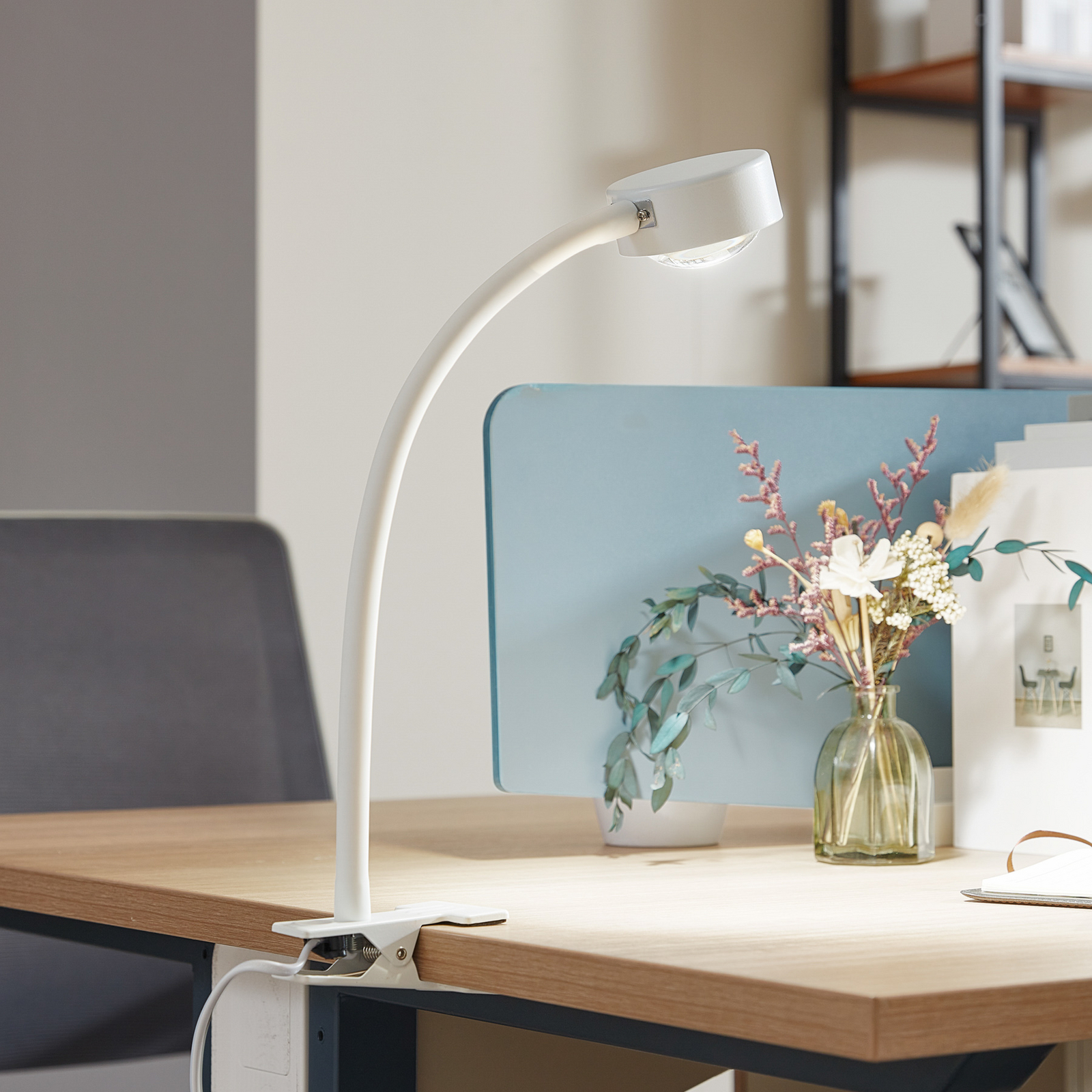 Lampe à pince Jyla, GX53, blanc mat, bras flexible - Lindby