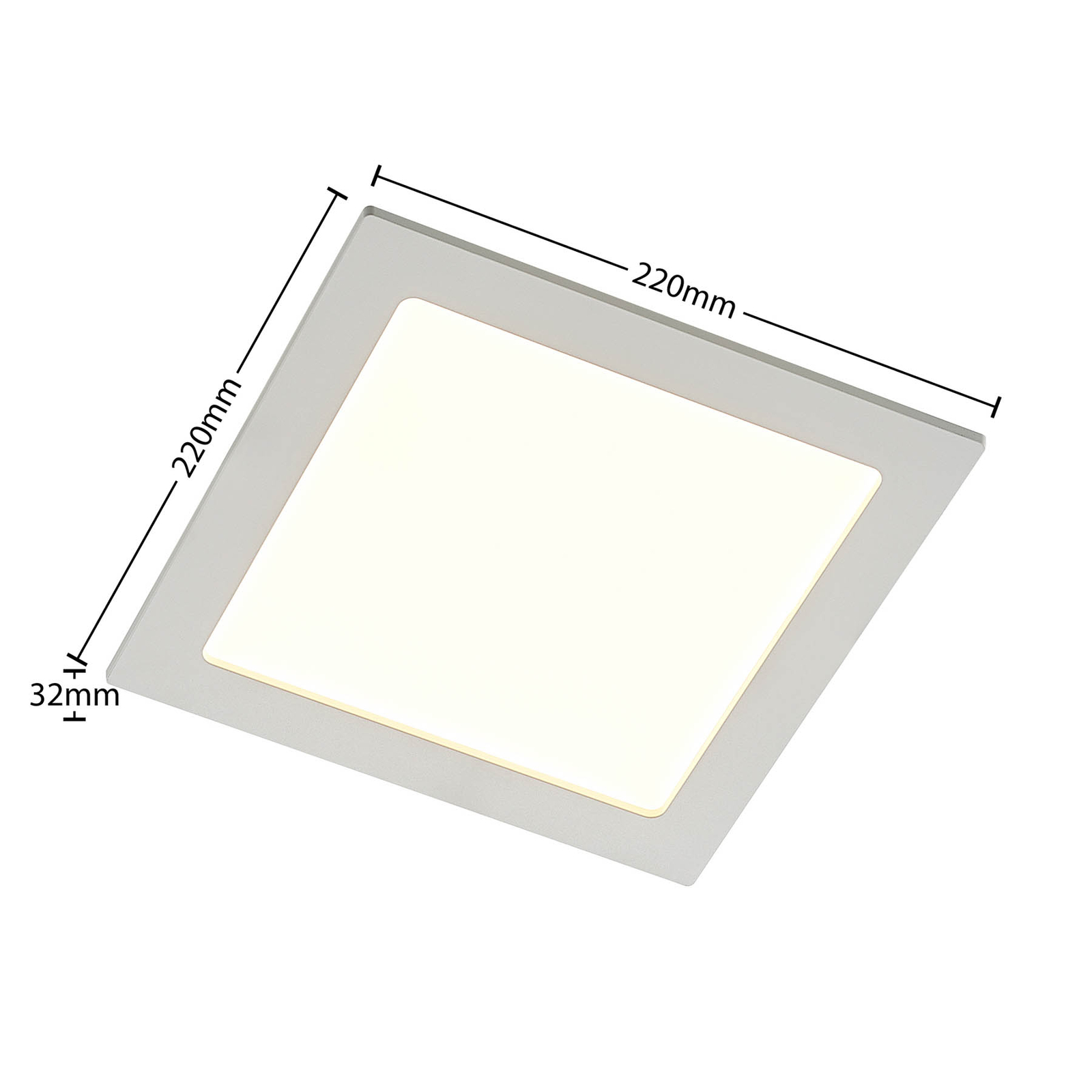 Prios LED-inbyggnadslampa Helina, vit, 22 cm, 18 W, dimbar