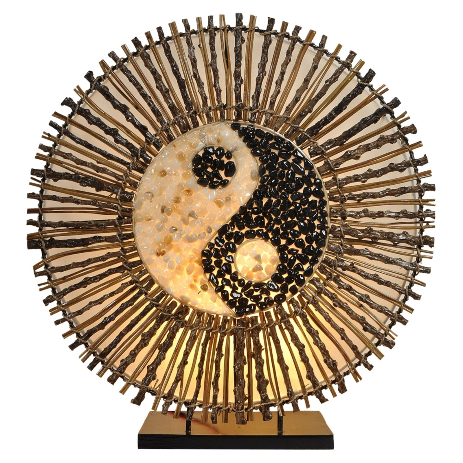 Lámpara mesa Ying Yang Batur redonda 40 cm marrón