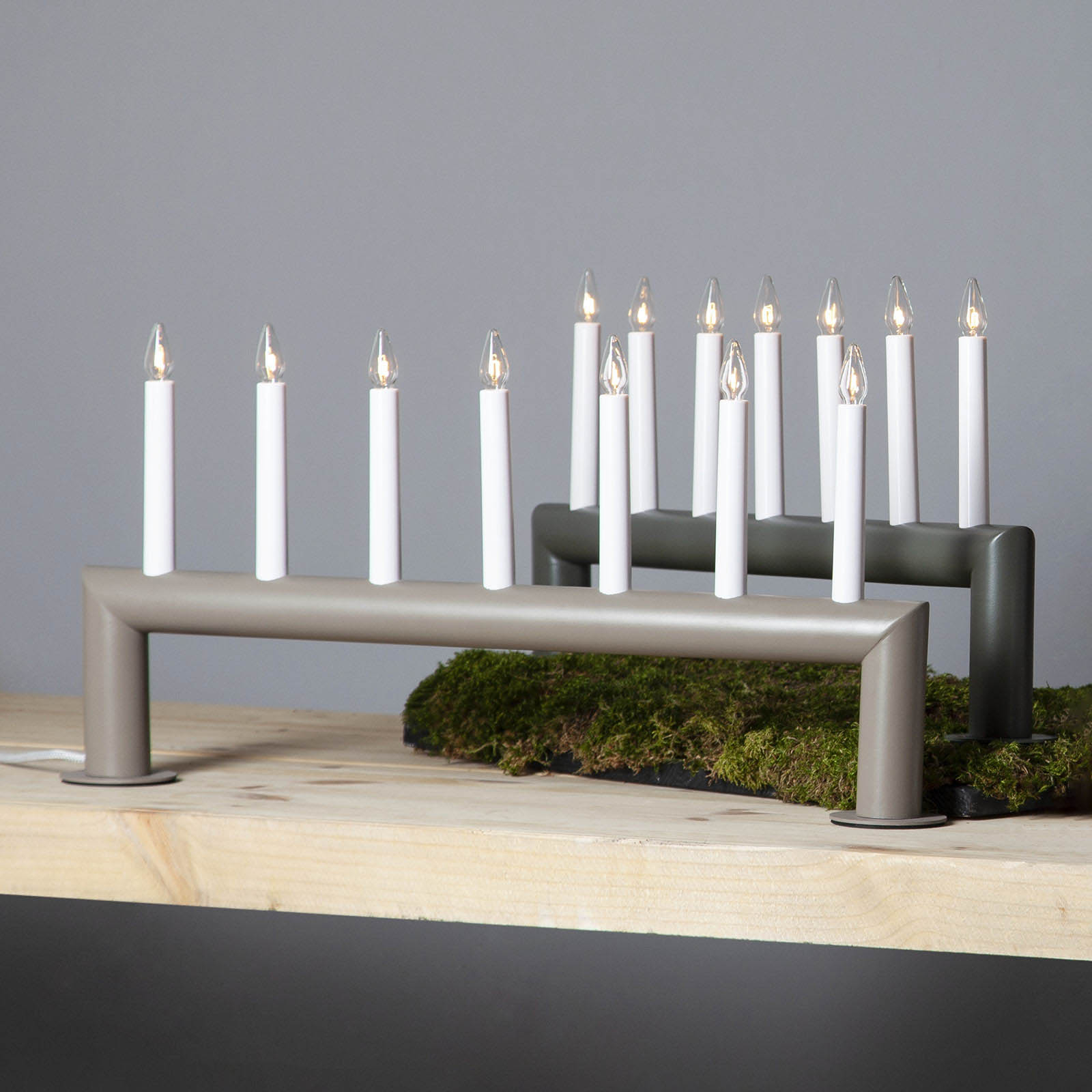 Circum candelabra, straight, 7-flame, grey-brown
