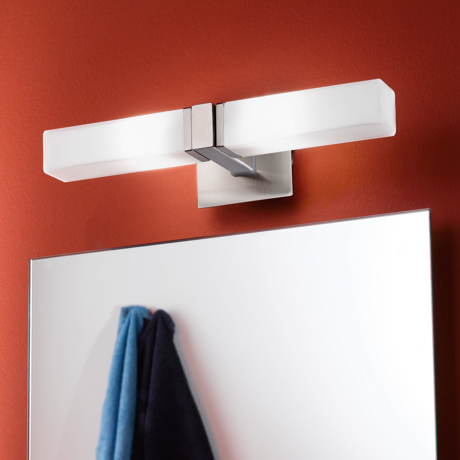 EGLO Modern bathroom wall light Palermo, for Bathroom, Metal, glass, G9, 40 W, energy efficiency: D, W: 33 cm, H: 9.5 cm