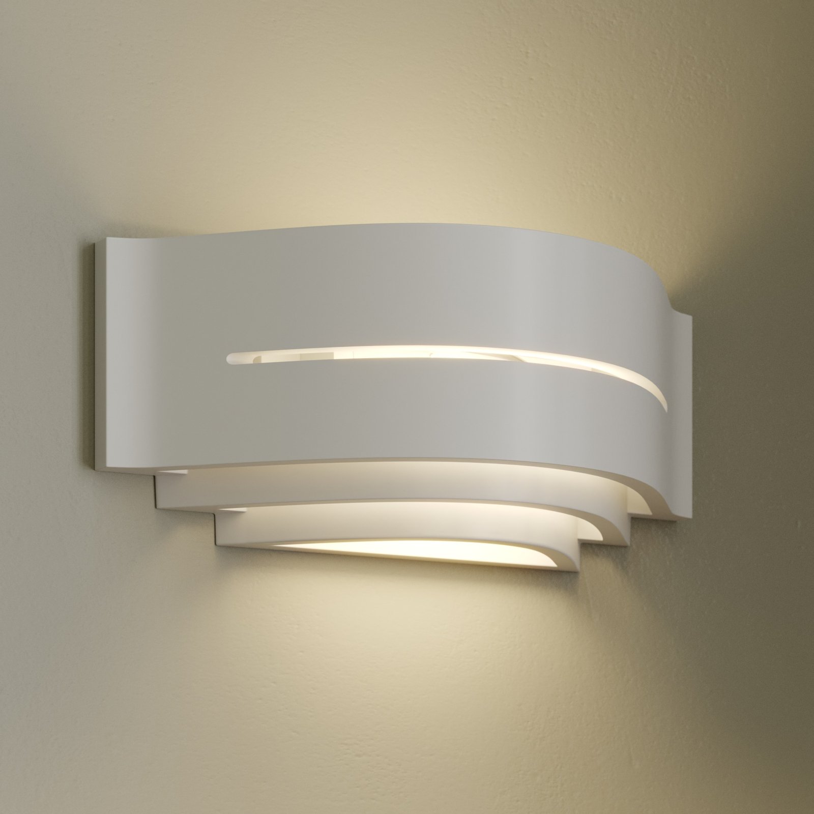 Amran plaster wall lamp, white, 3 levels, stripes
