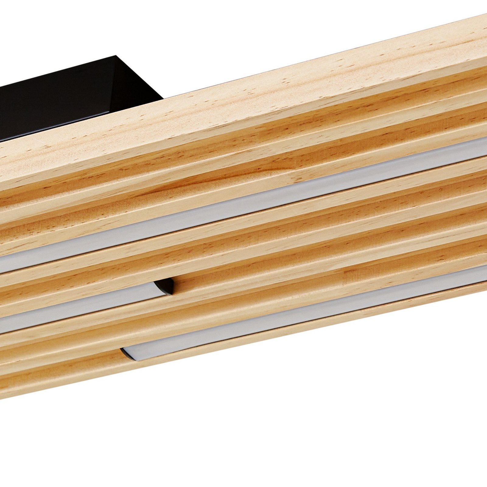 Lindby LED-Deckenleuchte Madero, Kiefernholz, 90 cm x 20 cm