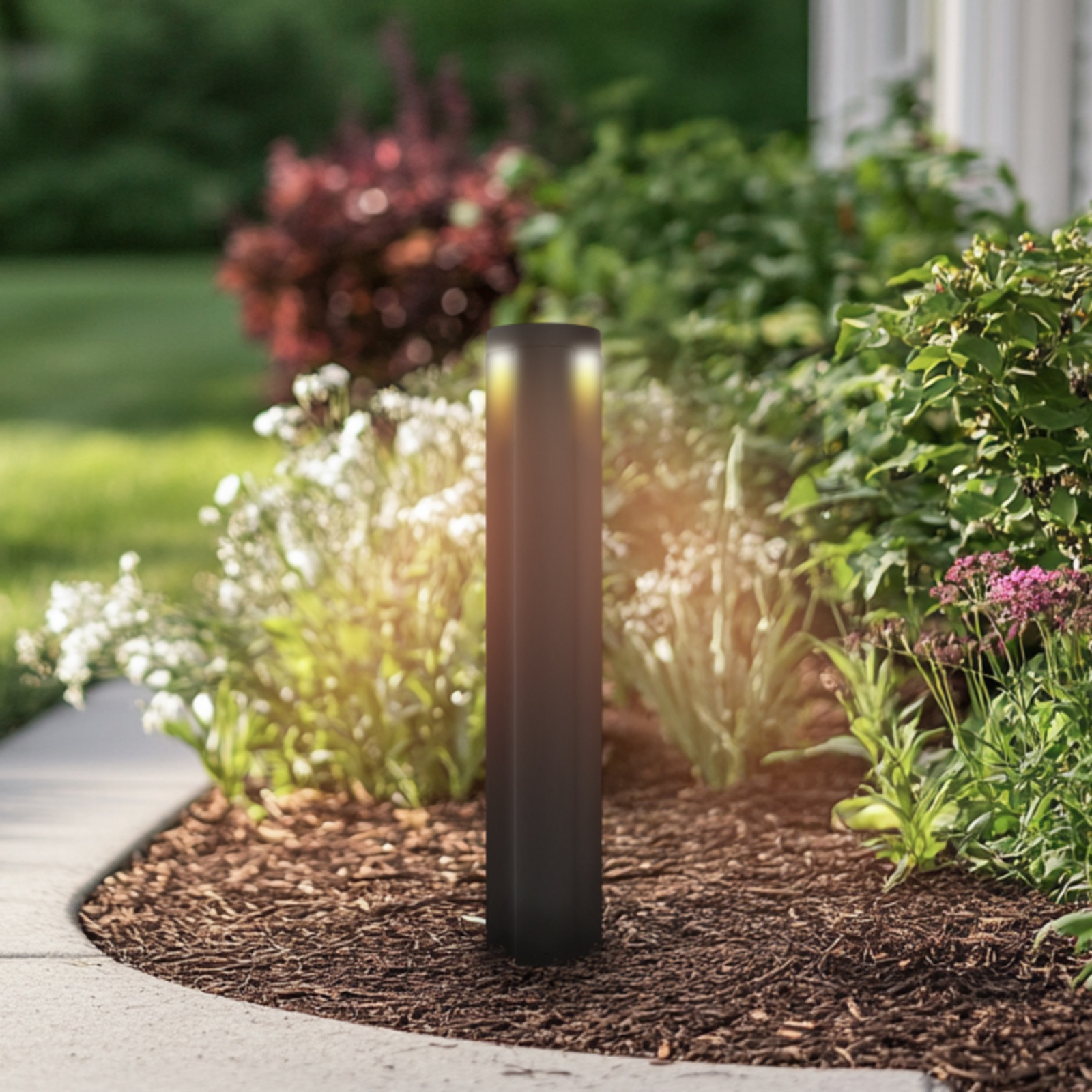 Lucande, borne lumineuse LED Raiku, noire, aluminium, 65 cm