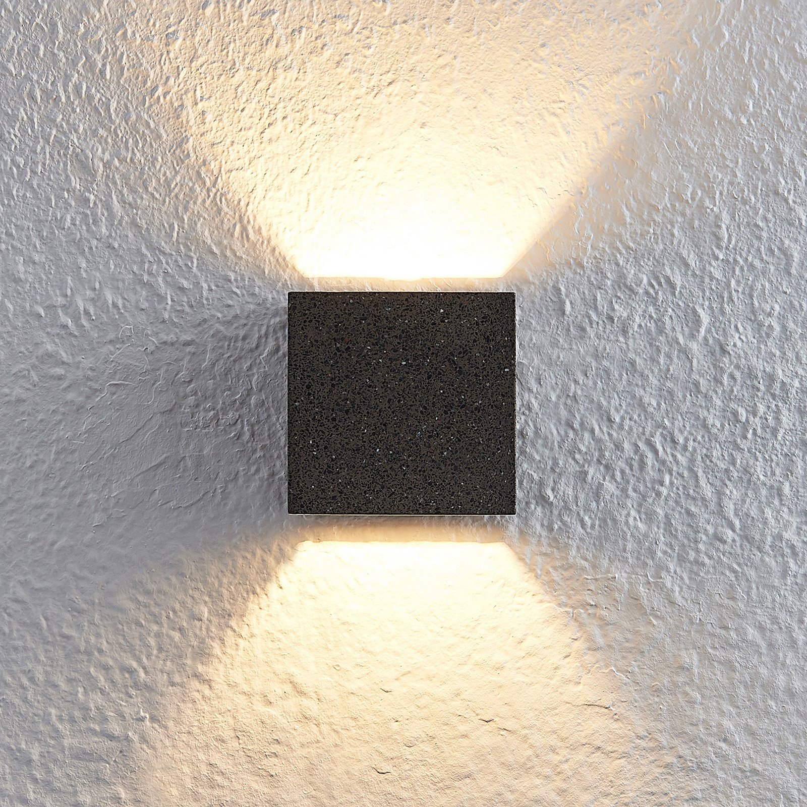 Lindby Quaso LED wall lamp, concrete black granite