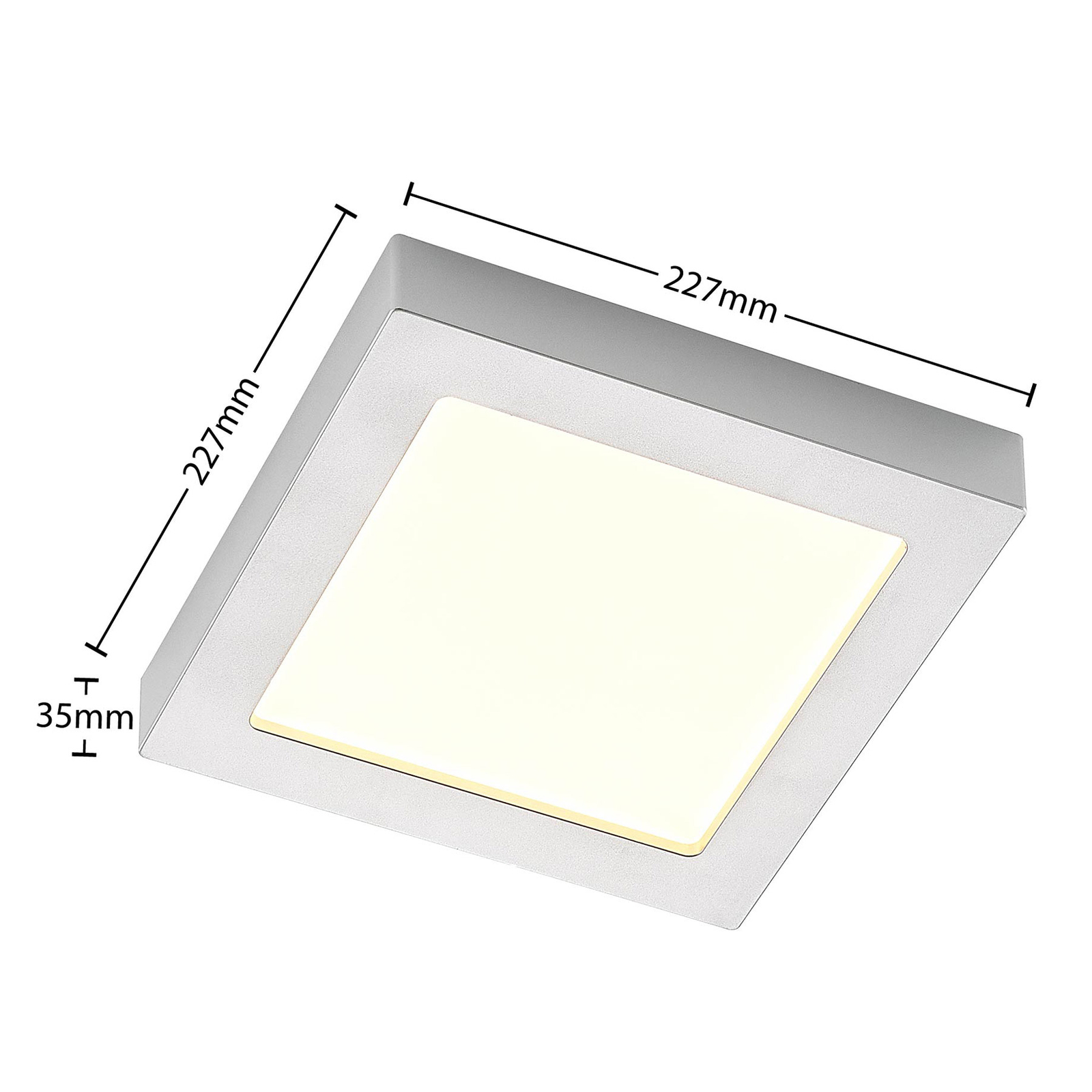 Prios Plafonnier LED Alette, argent, 22,7cm, 24W, intensité variable