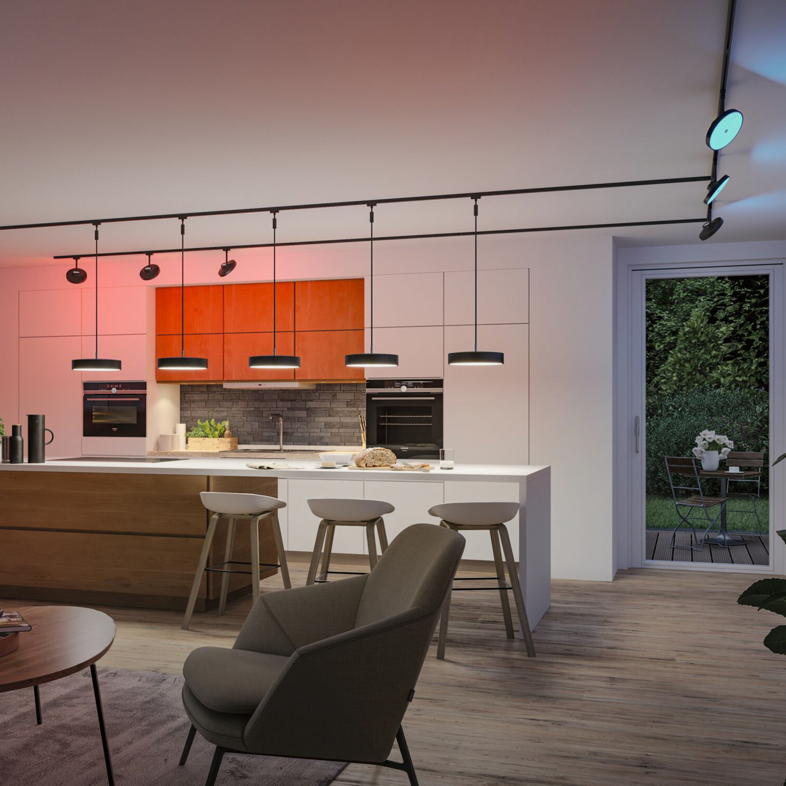 Lâmpada LED para calhas Paulmann URail Smart Hildor preta CCTRGB