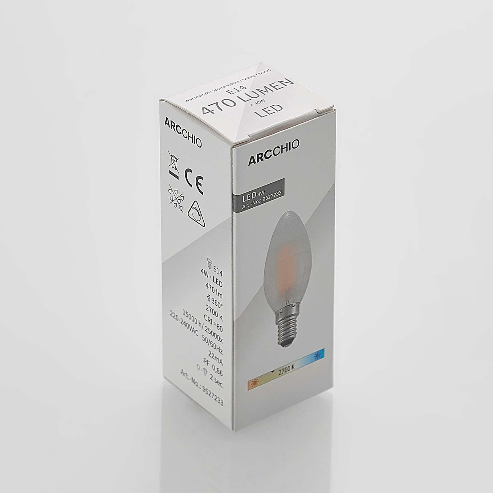 Λαμπτήρας LED E14 4W 2,700K κερί dimmable ματ σετ 2 τεμαχίων