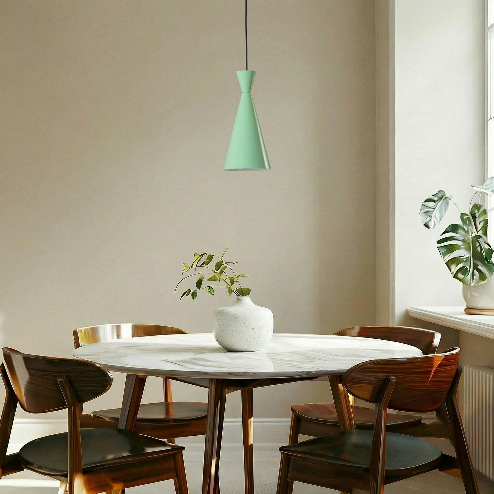 Hängeleuchte Glenora, mintgrün/weiß, Metall, Ø 18 cm