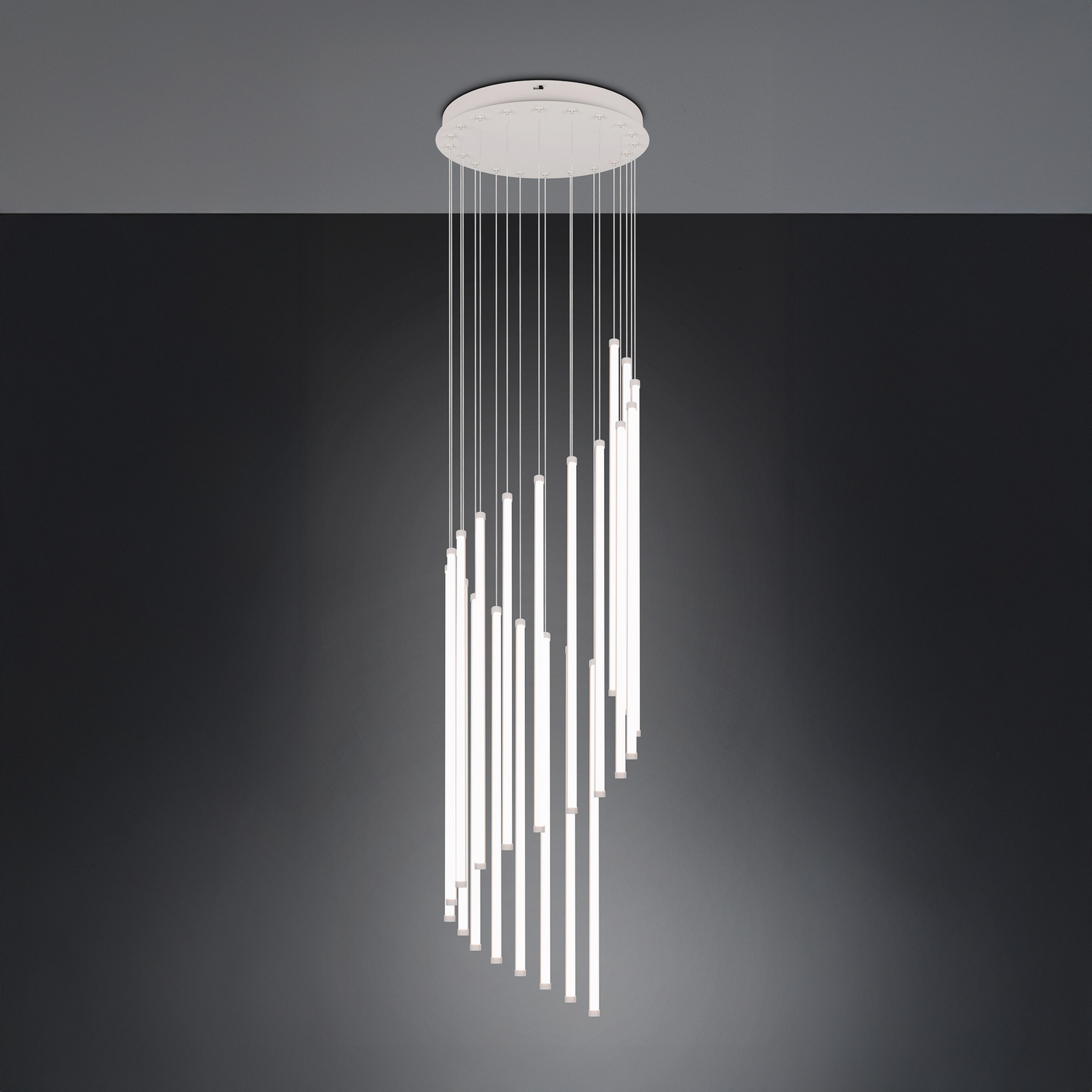 LED piekaramā lampa Baxter, gaiši pelēka, Ø 37 cm, metāls CCT, dimmerējama