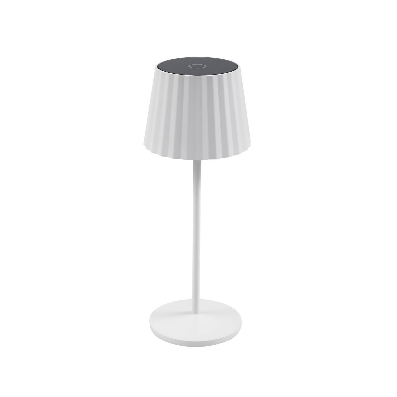 Lindby LED-Akku-Tischleuchte Esali, weiß, Rillen, 29cm
