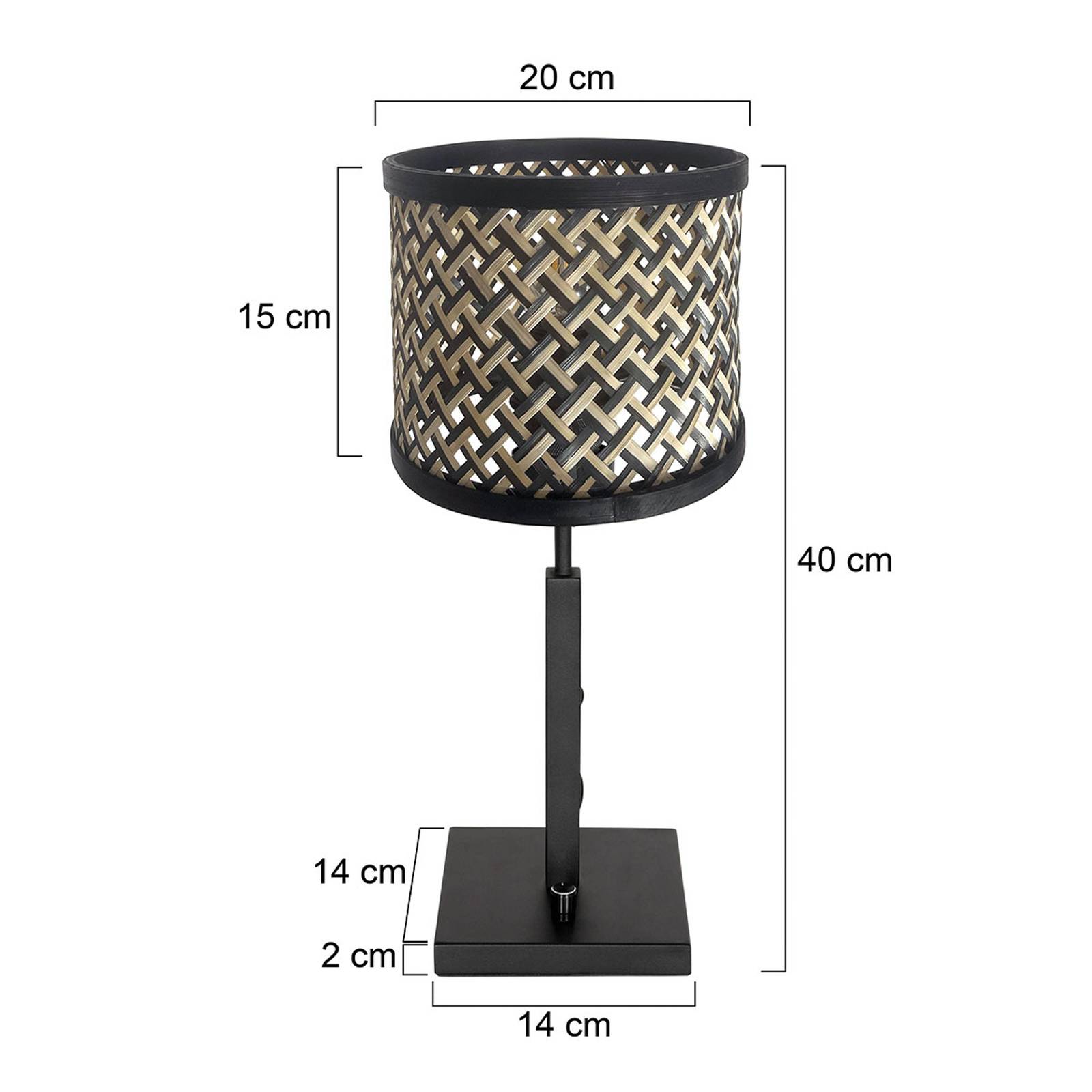 Stang 3707ZW bordlampe sort/naturligt fletværk