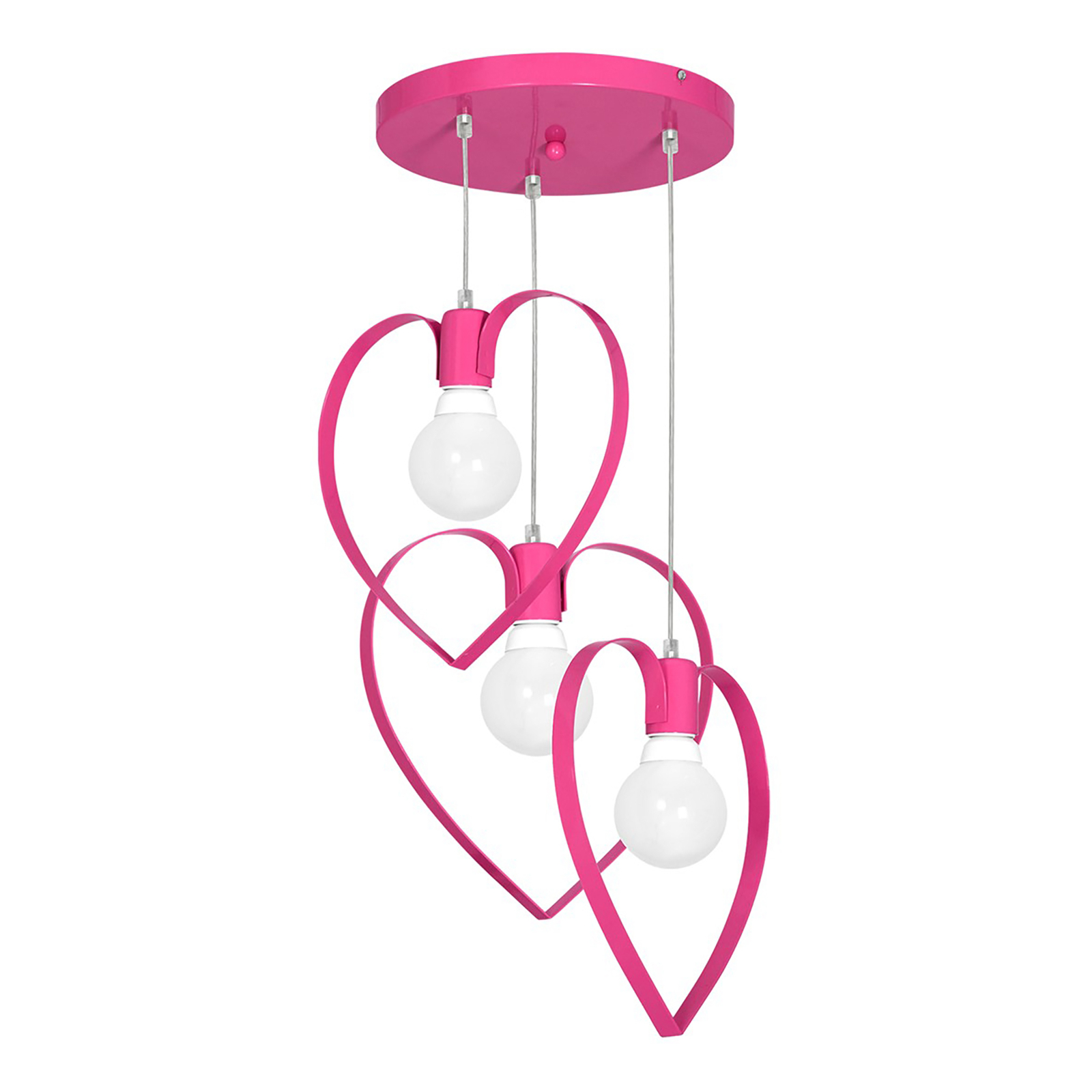 Amore pendant light, three-bulb, magenta