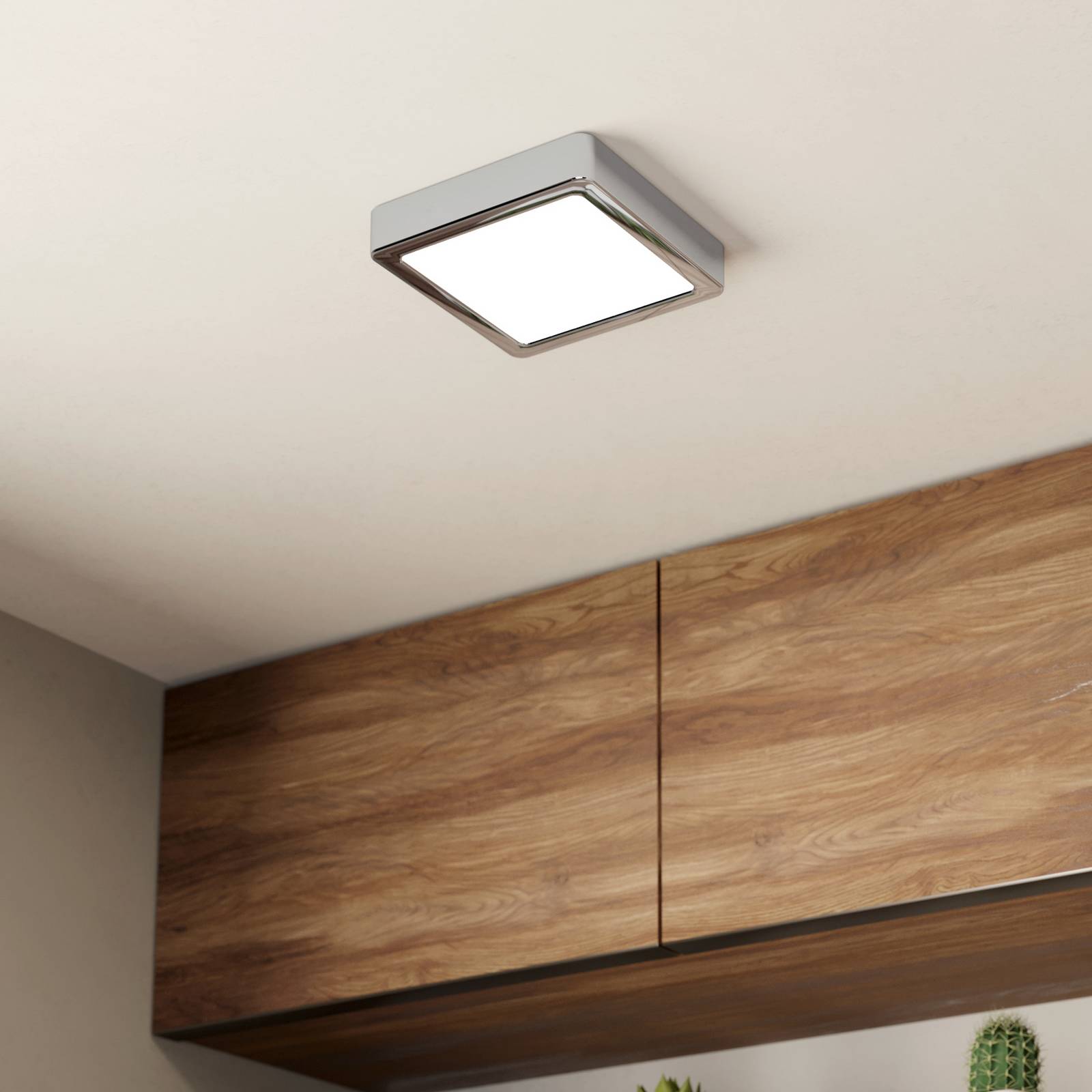 LED-Deckenlampe Fueva 5 IP44 3000K chrom 16x16cm günstig online kaufen