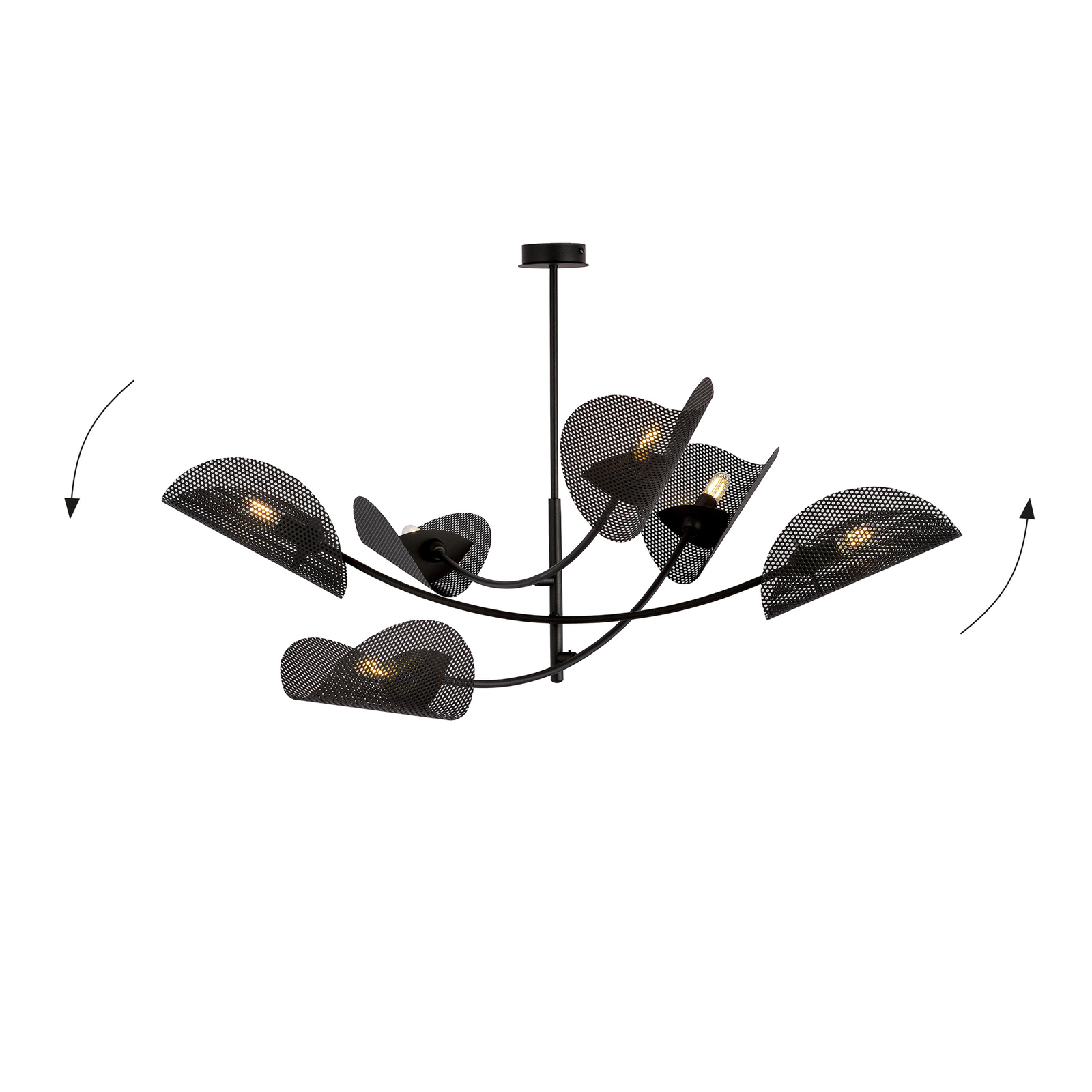 Lámpara de techo Gladio, negra, 6 luces