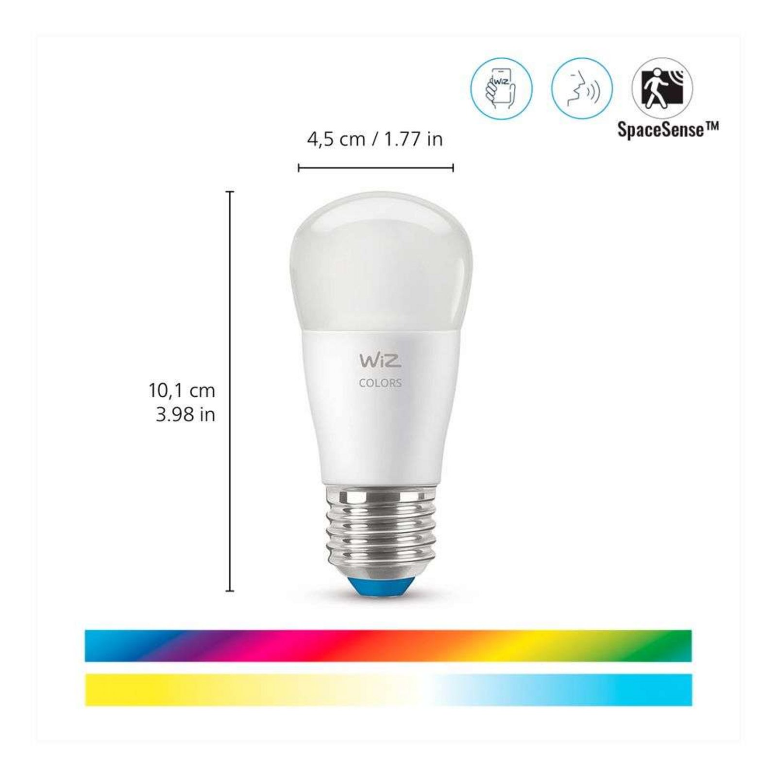 Bec Smart Color 4,9W 470lm 2200-6500K RGB Globulară E27- WiZ