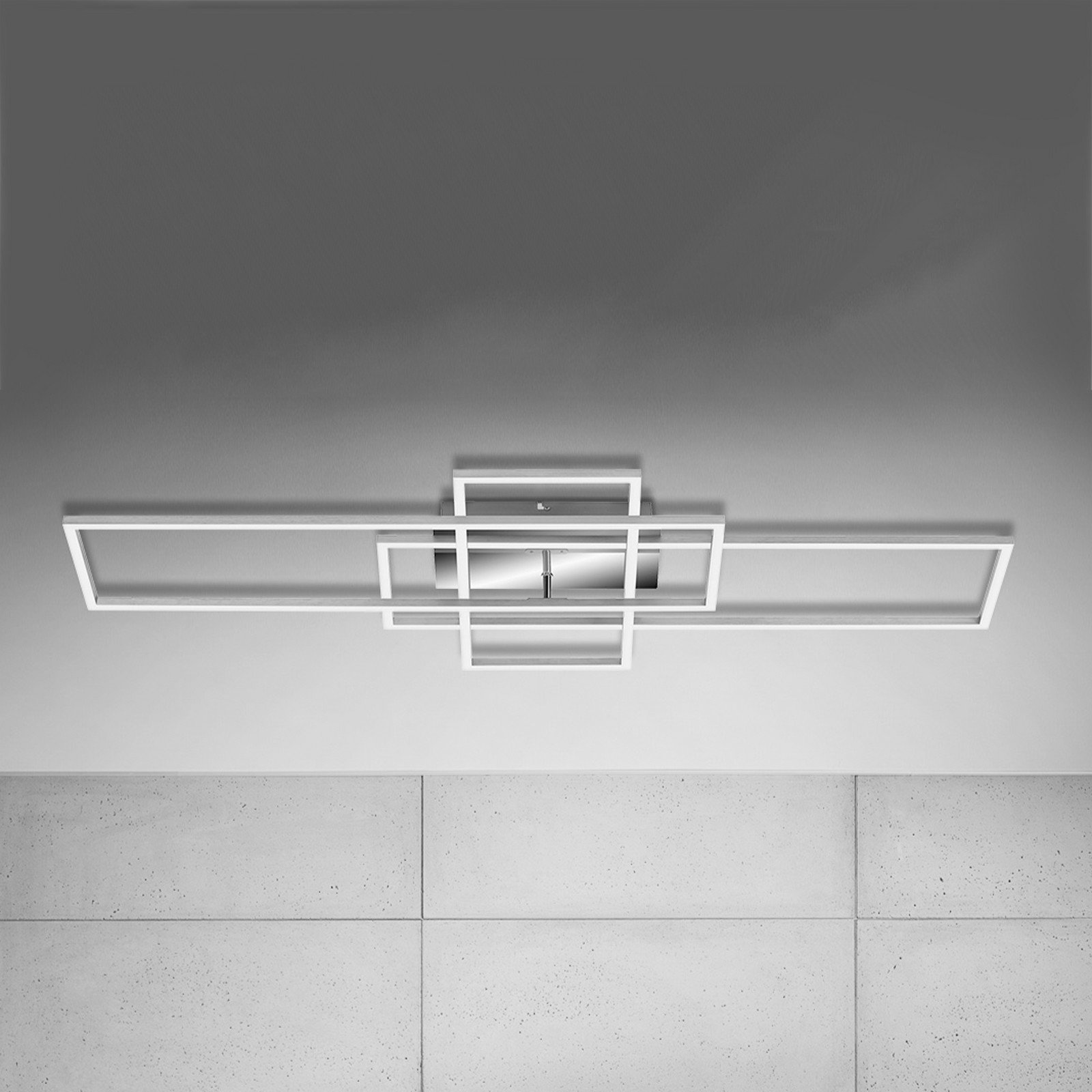 Briloner Frame Rechteck plafonieră 3 surse CCT aluminiu - Camera de zi / sufragerie - modern - aluminiu lustruit crom - Metal
