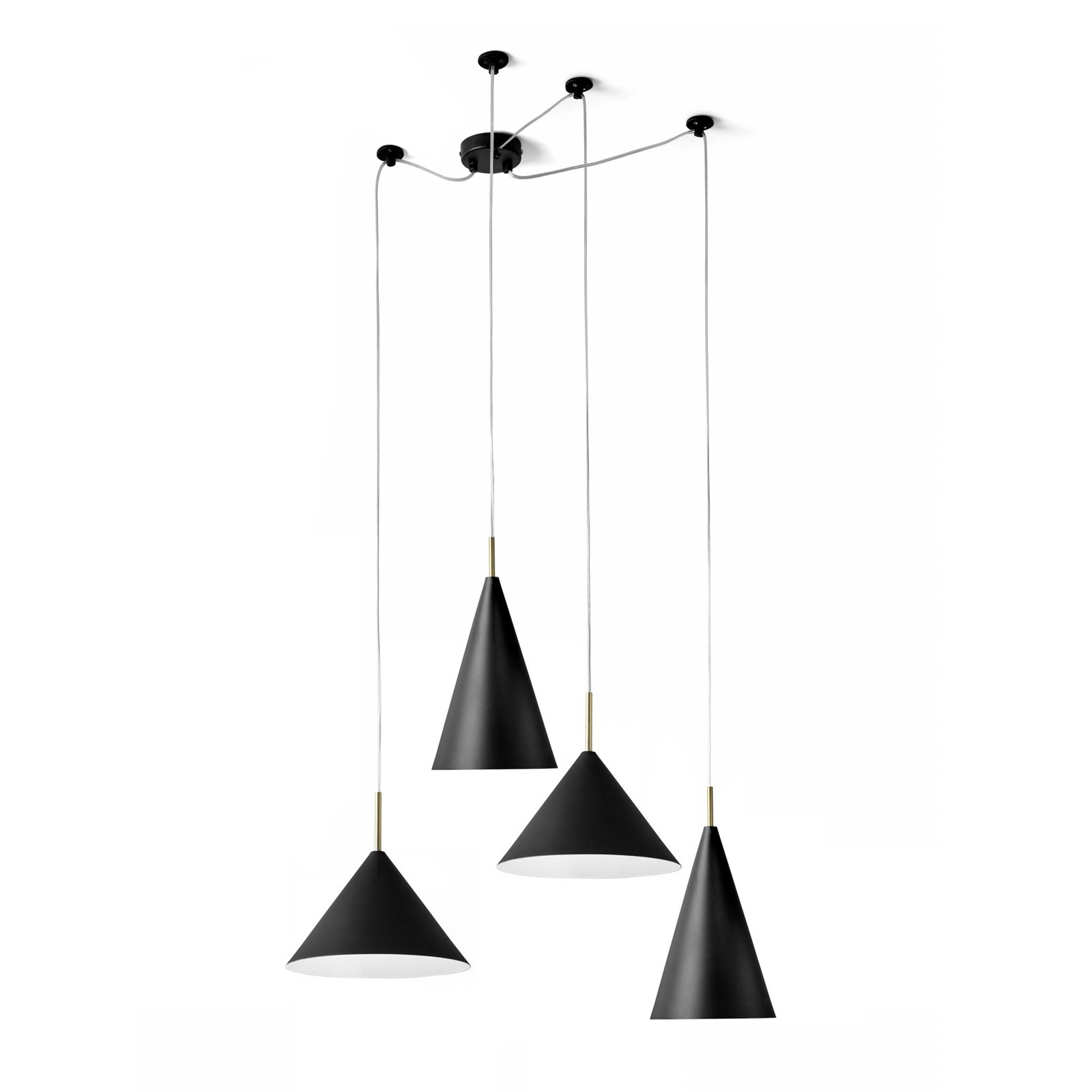 Samoi hanglamp, 4-lamps, metaal, zwart, gedecentraliseerd