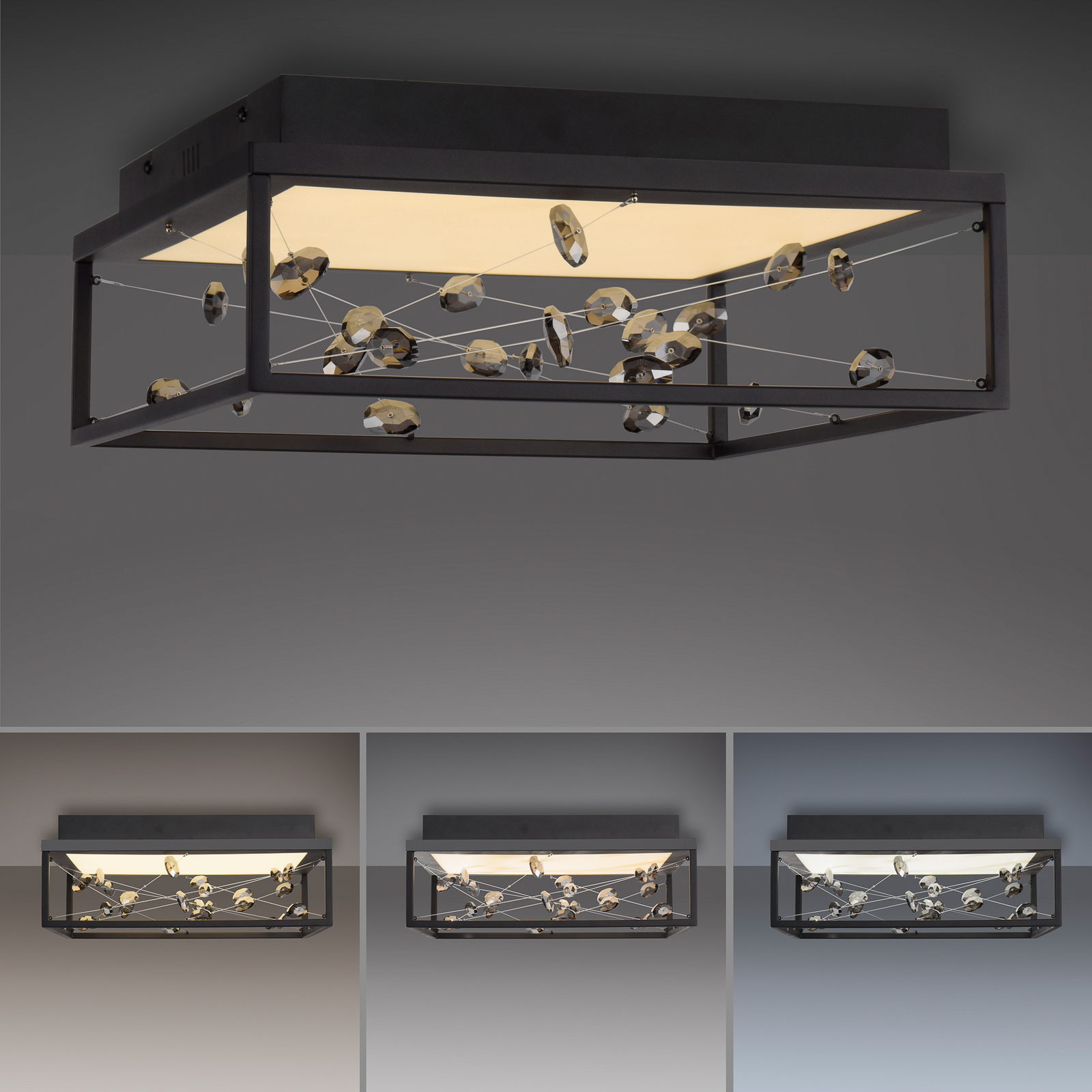 LED lubų šviestuvas „SKINA“, juodos spalvos, 40 cm, CCT, su nuotolinio valdymo LED lubų šviestuvas „SKINA“, juodos spalvos, 40 cm, CCT, su nuotolinio valdymo