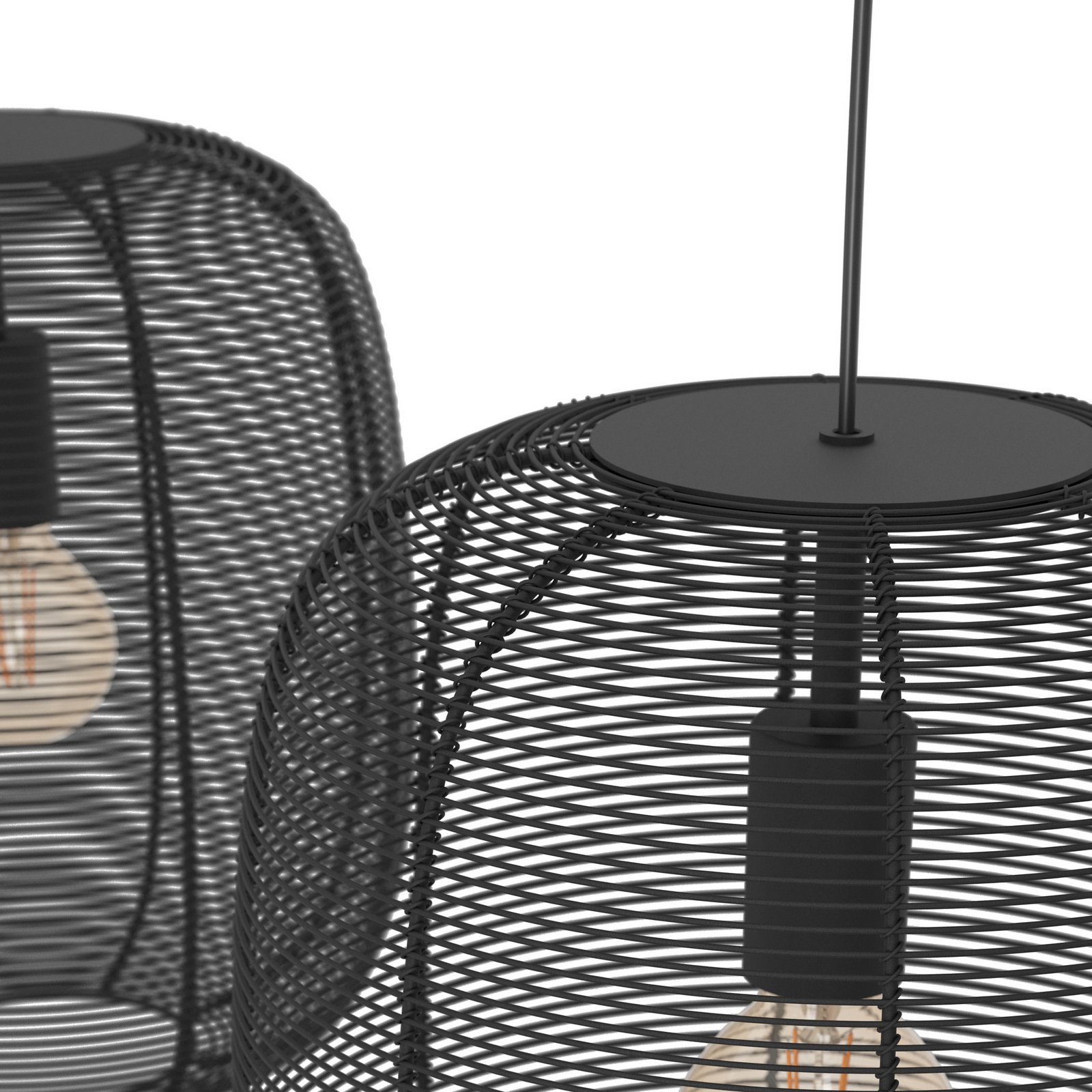 Rinroe-riippuvalaisin, pituus 90 cm, musta, 2-valo, teräs