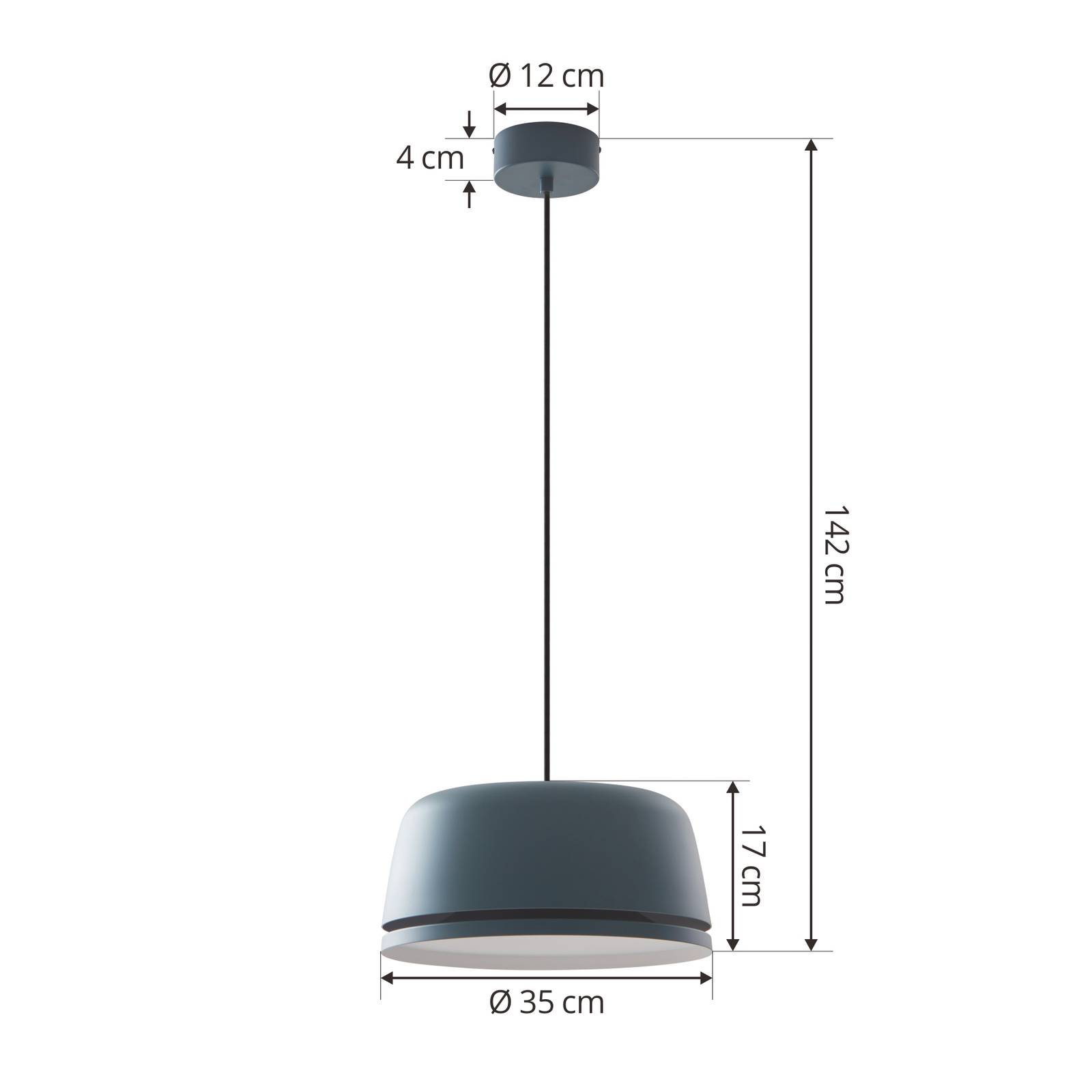 Lampa wisząca Lucande LED Faelinor, niebieska, aluminium, Ø 35 cm