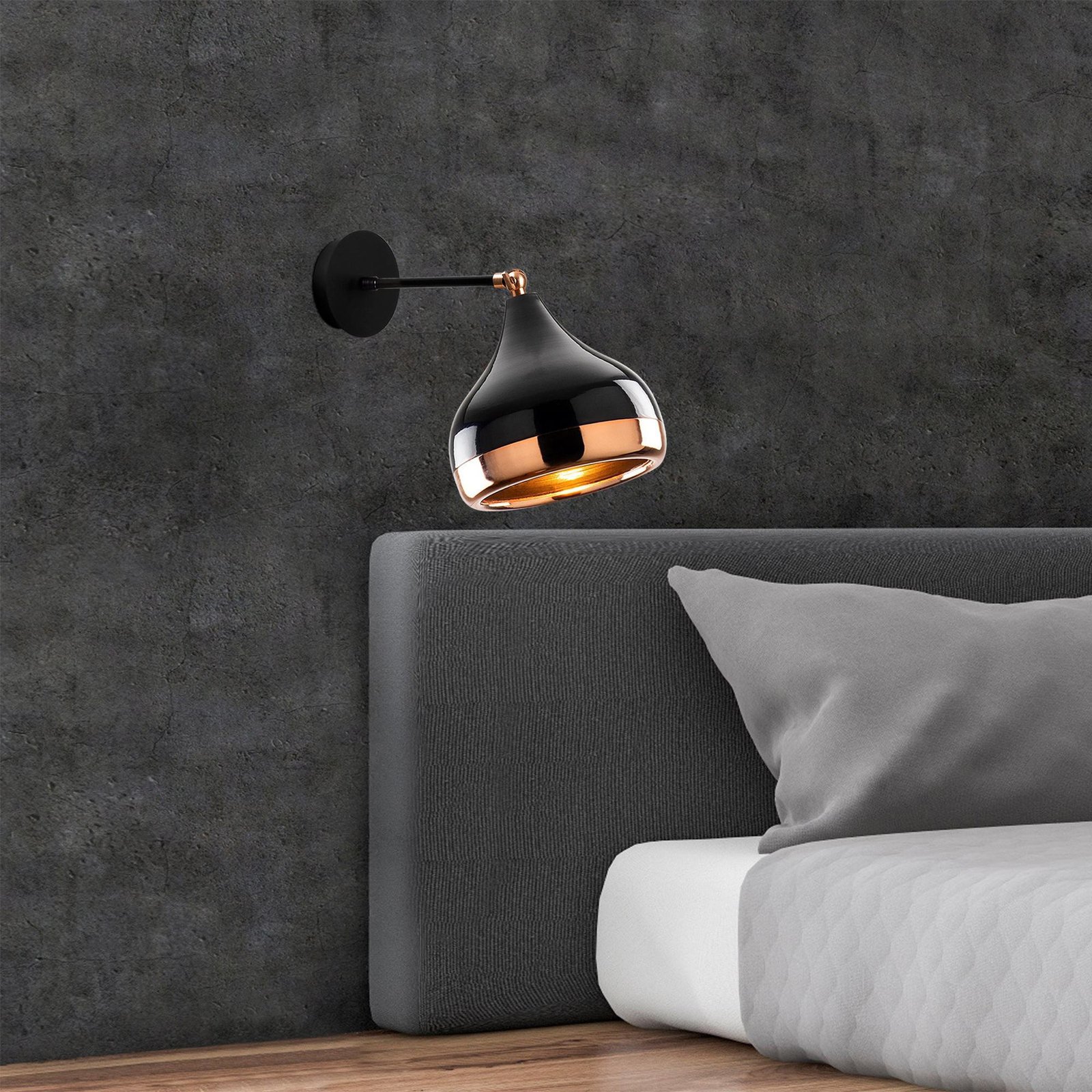 Yildo 6901 wall light, black/copper, metal