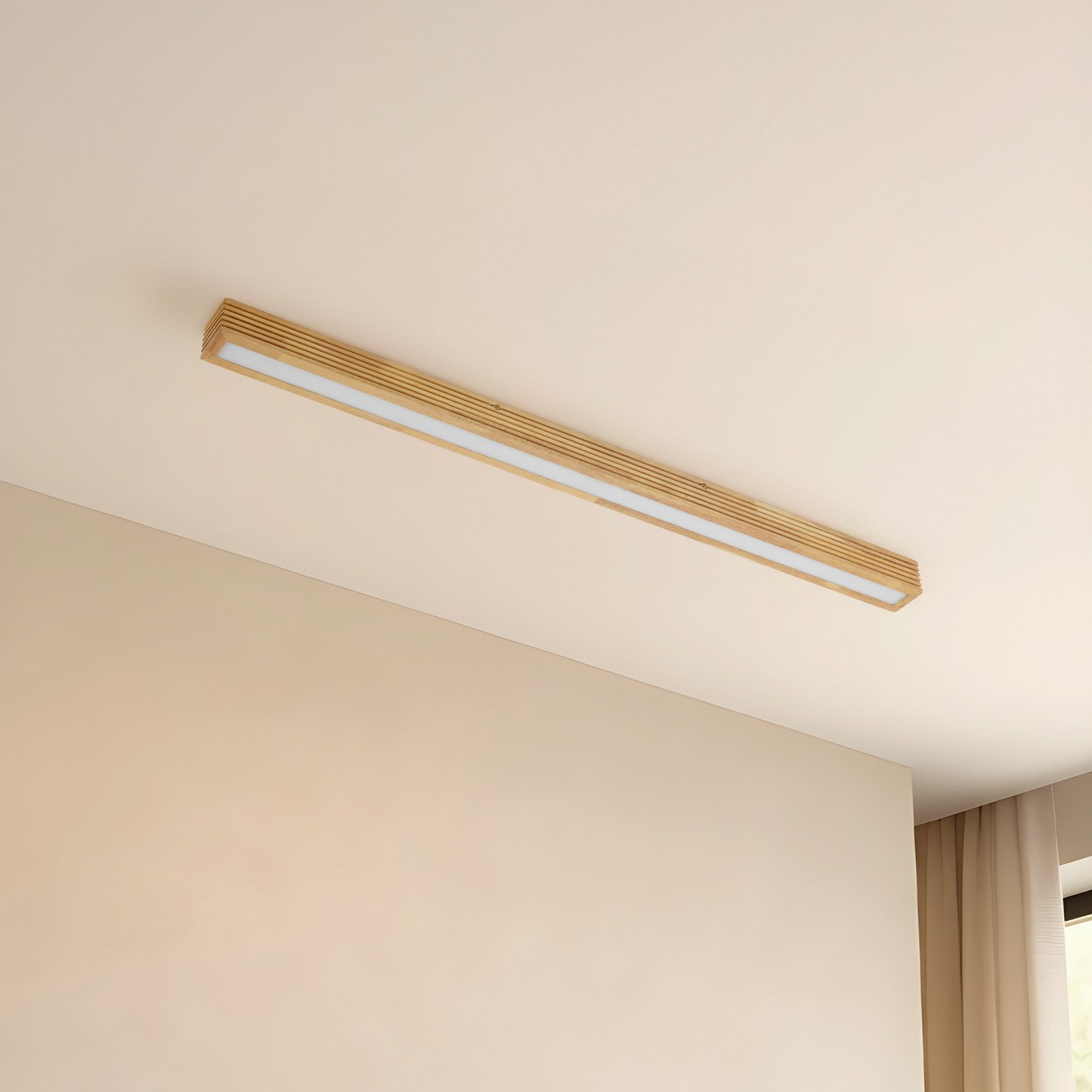 Emara LED stropna svjetiljka, prigušljiva, hrast, svijetlo drvo - Lucande