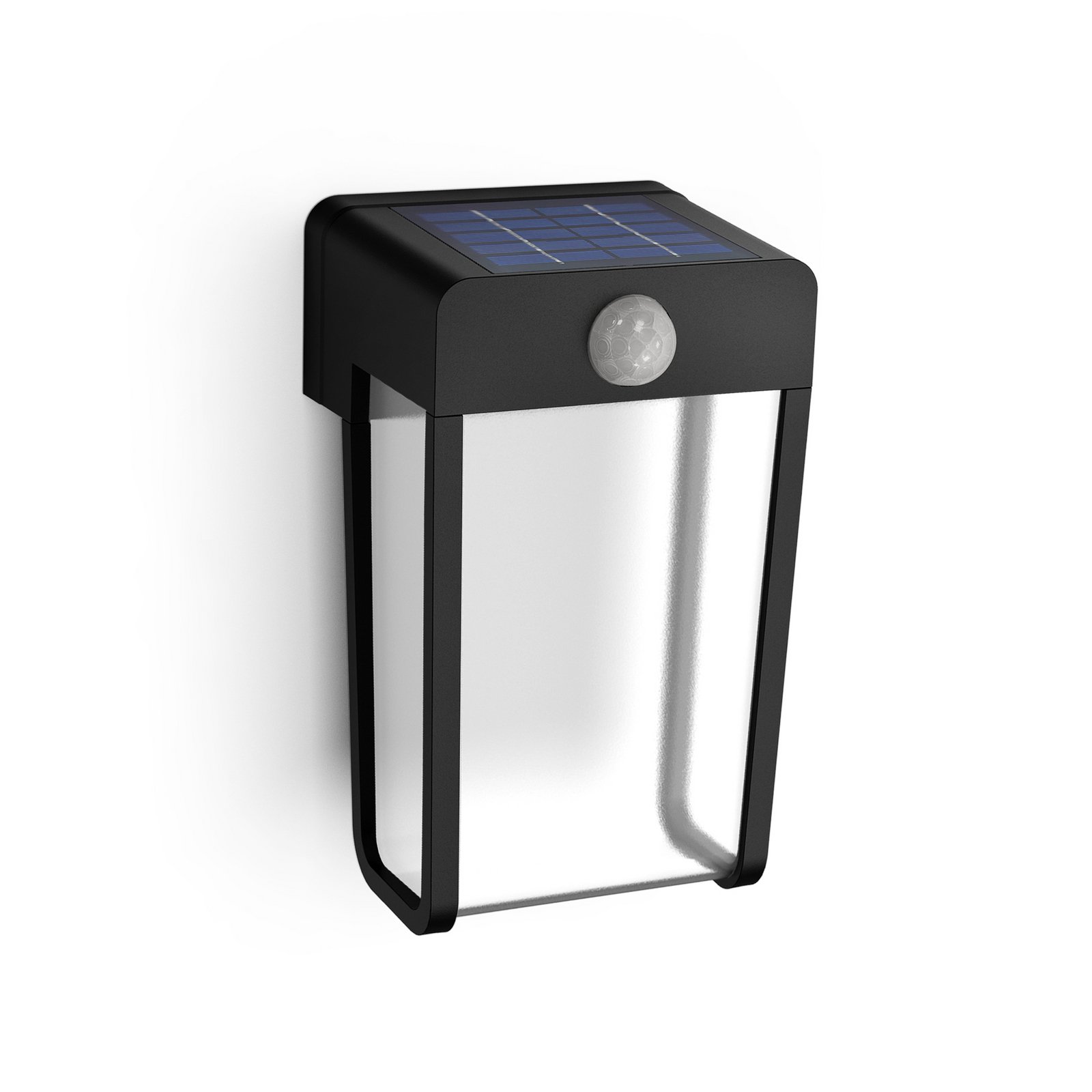 Philips LED слънчева стенна лампа Shroud, черна/прозрачна, пакет от 2 броя