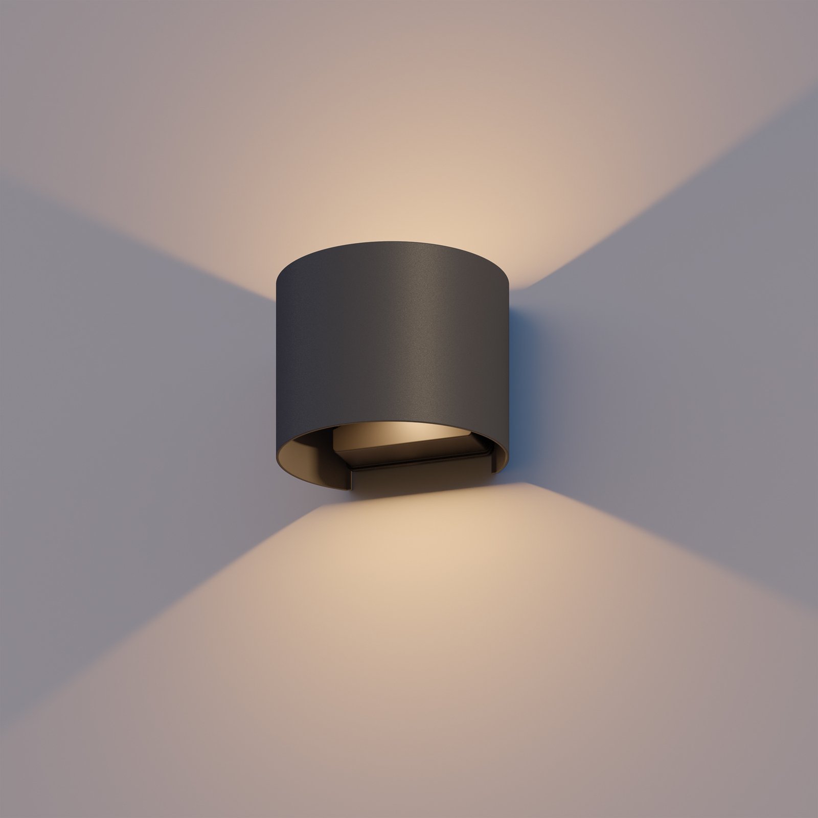Calex LED utendørs LED-vegglampe Oval, opp/ned, høyde 10 cm, svart