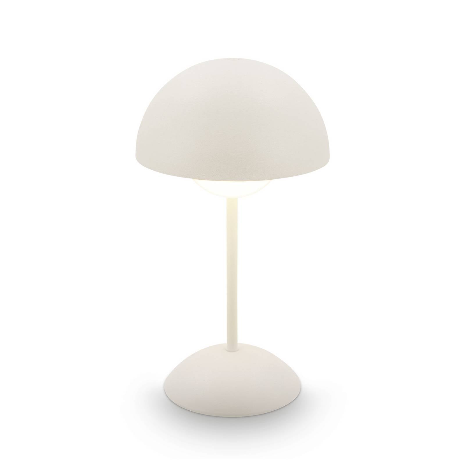 LED-Akku-Tischleuchte Kugle, weiß, Metall, IP44, dimmbar