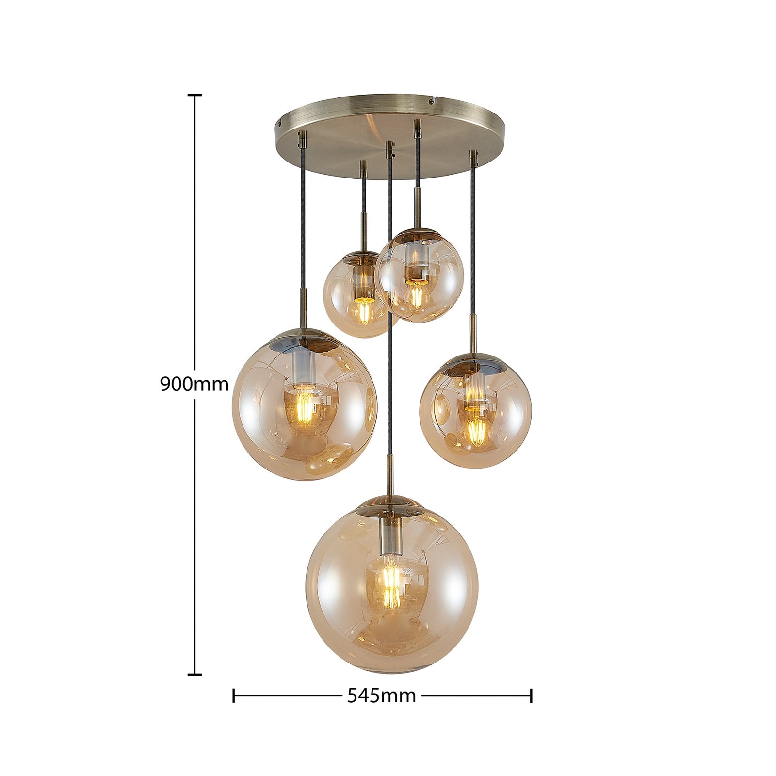 Teeja 5 Cluster Riippuvalaisin  Amber - Lindby