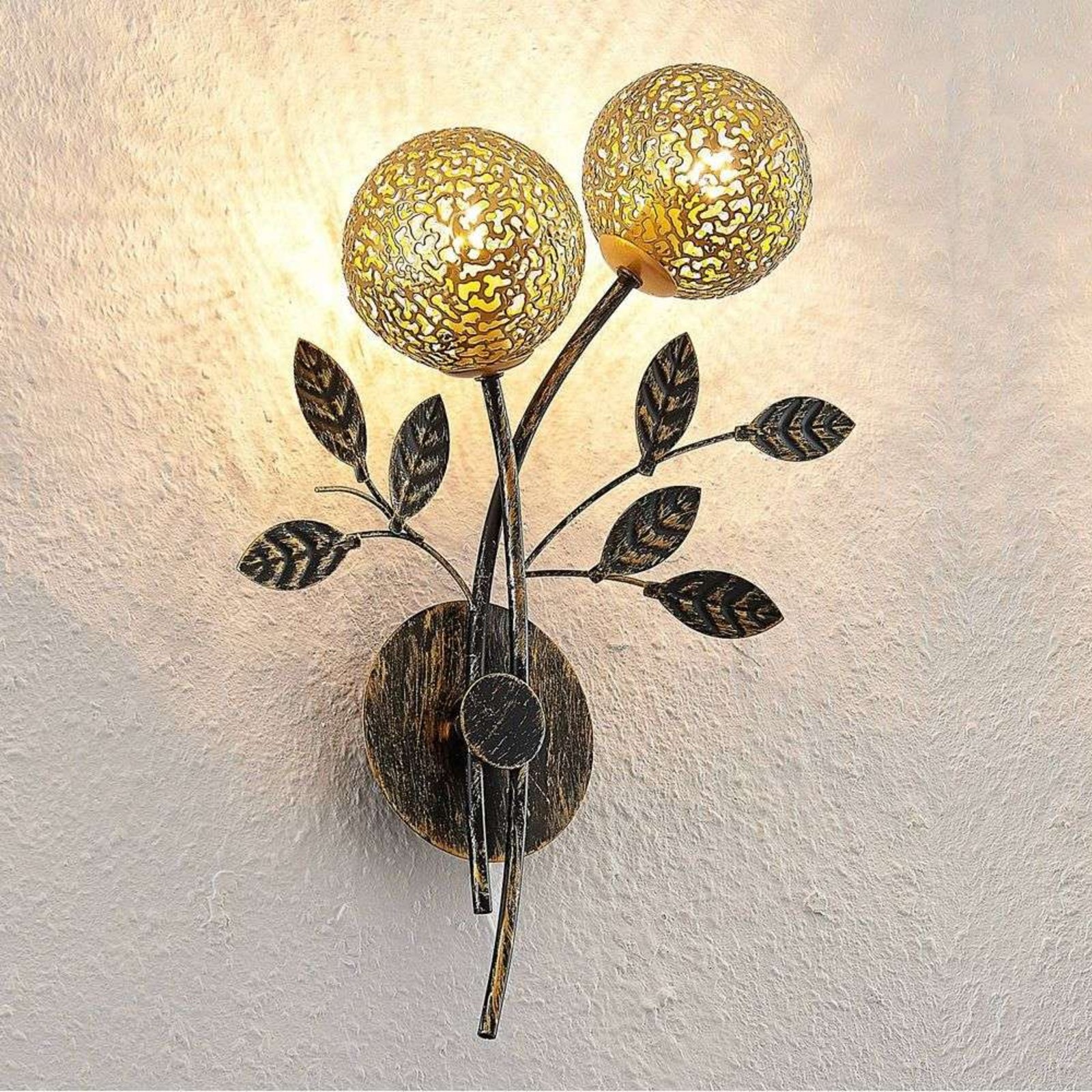 Evory 2 Vegglampe Gold - Lucande