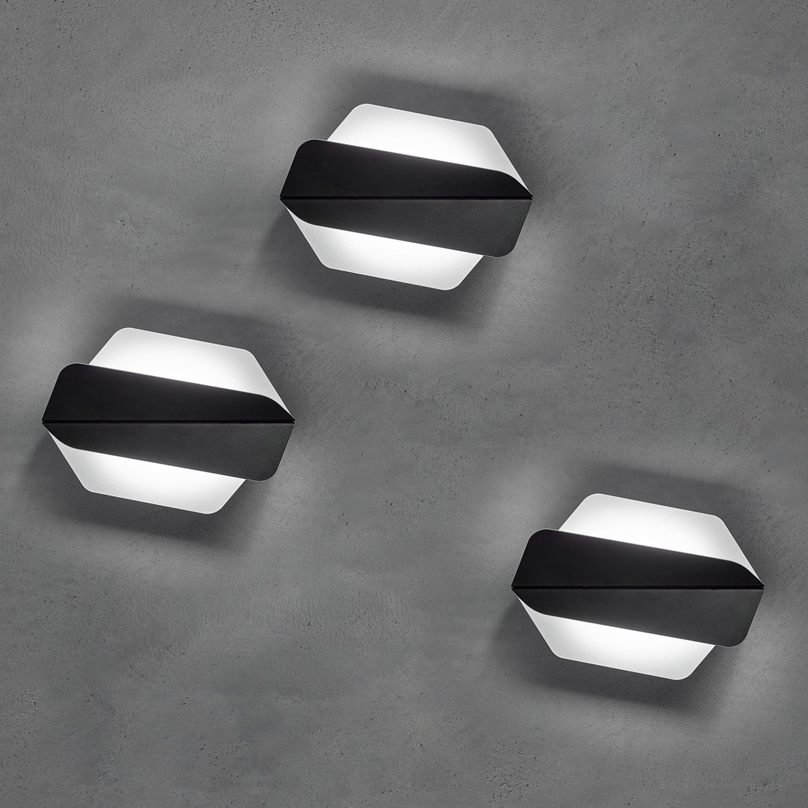 Prandina Dolomite W1 LED per 3 2.700K zwart/wit
